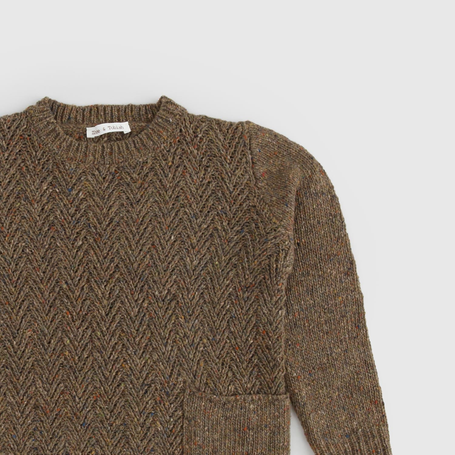 Maglione girocollo Cappuccino melange con tasca - annameglio.com abbigliamento moda