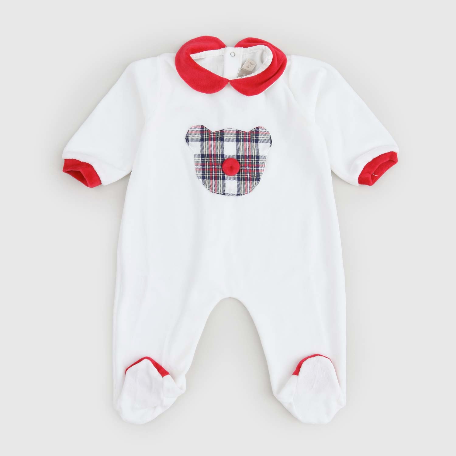 Tutina Avorio in Ciniglia con Orsetto Tartan - annameglio.com abbigliamento moda