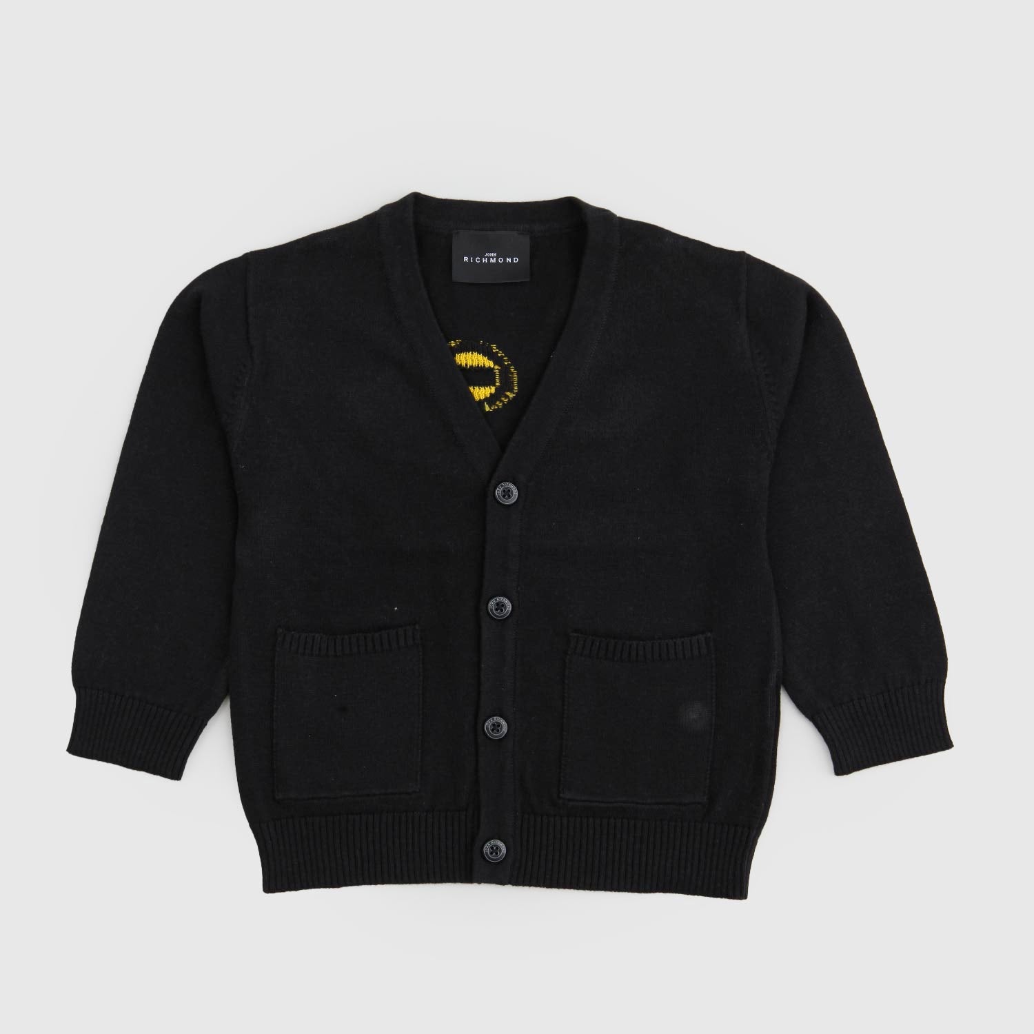 Cardigan nero in cotone con logo multicolor baby - annameglio.com abbigliamento moda