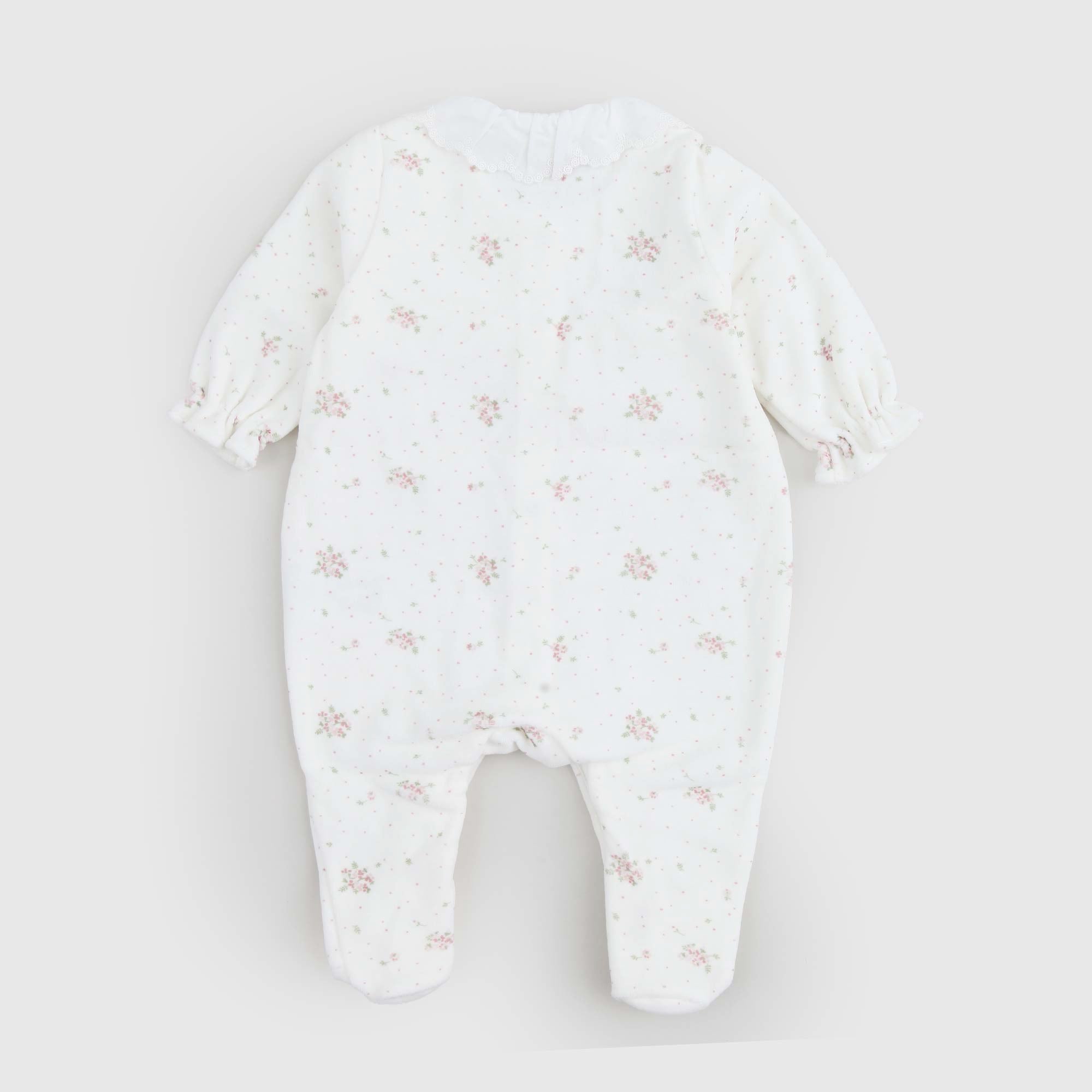 Tutina Bianca Con Fiorellini Rosa - annameglio.com abbigliamento moda