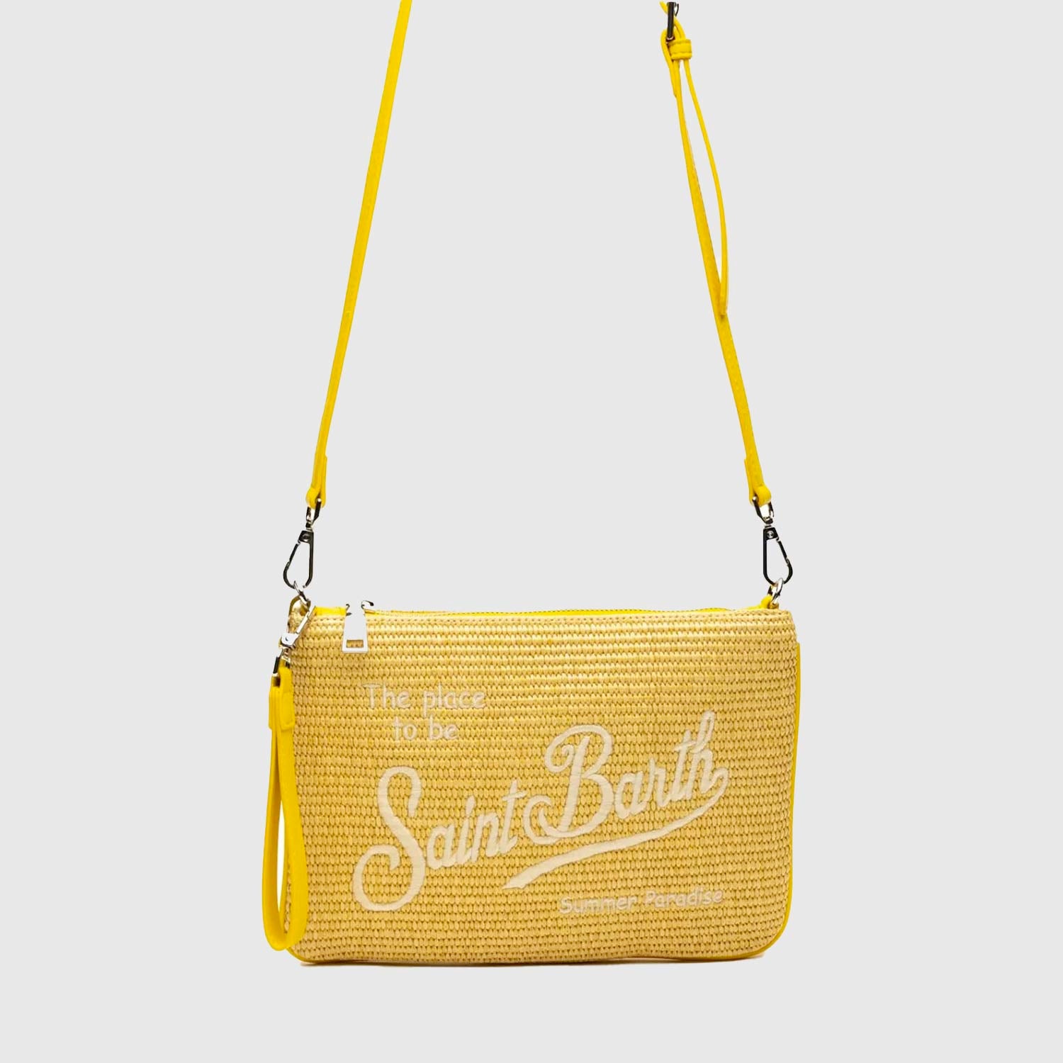 Pouch Parisienne in paglia ricamo Saint Barth - annameglio.com abbigliamento moda