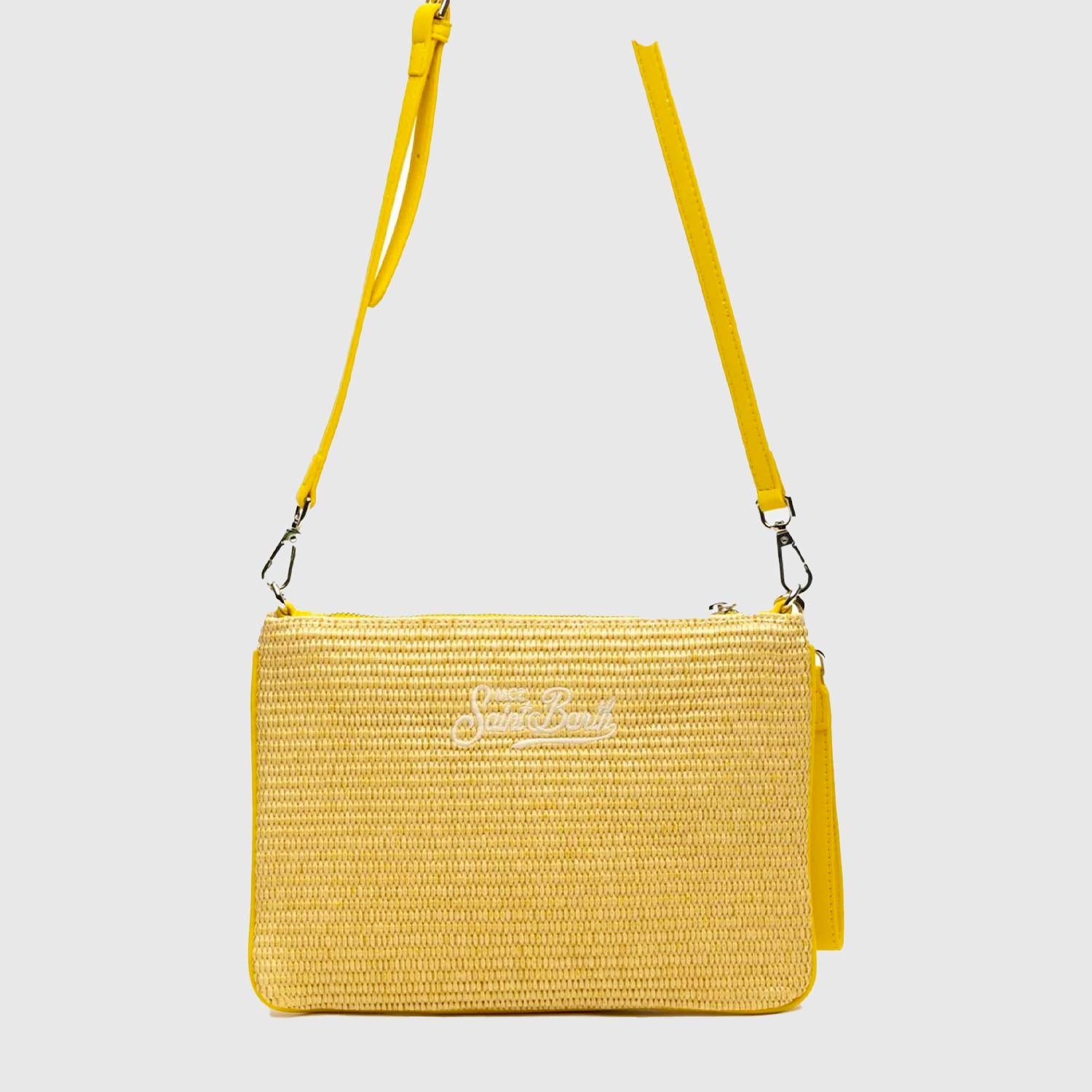 Pouch Parisienne in paglia ricamo Saint Barth - annameglio.com abbigliamento moda