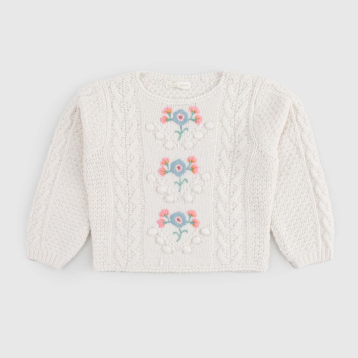 Maglione bianco e motivi ricamati floreale - annameglio.com abbigliamento moda