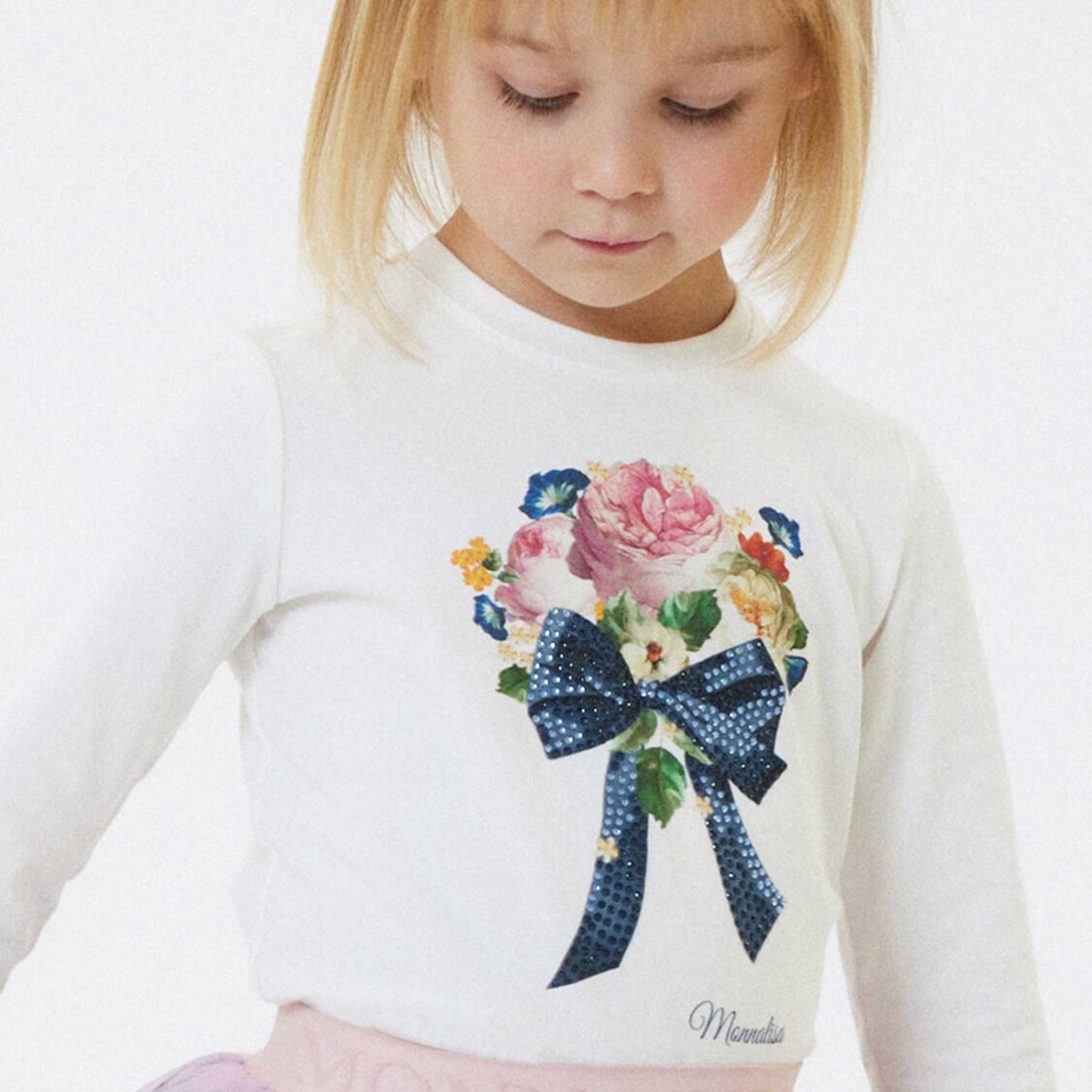 T-shirt Bianca Manica Lunga MONNALISA - annameglio.com abbigliamento moda