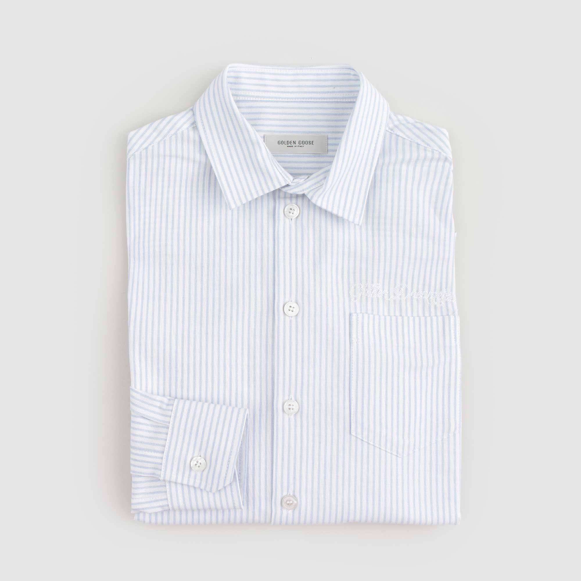 Camicia Bianca E Celeste Firmata GOLDEN GOOSE - annameglio.com abbigliamento moda