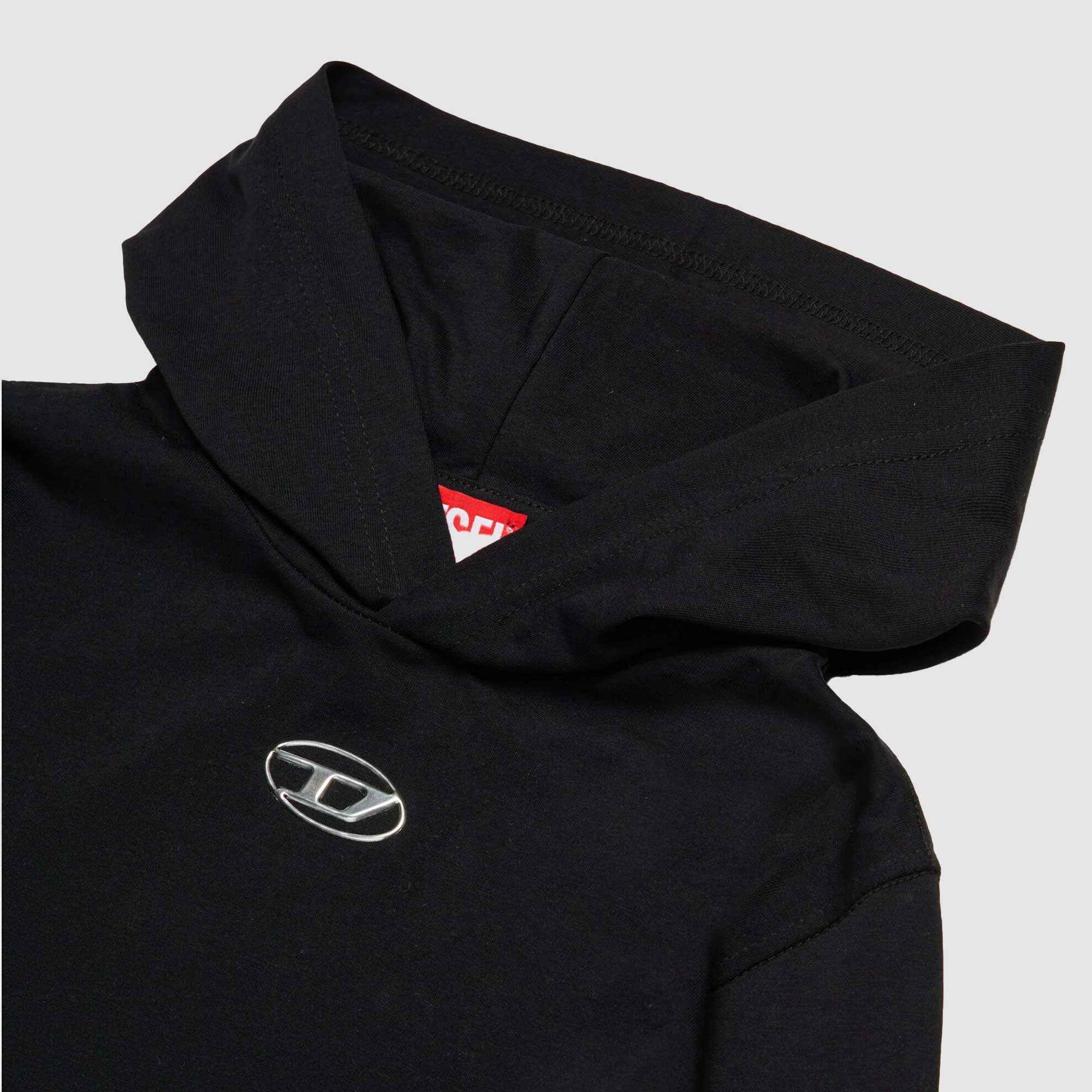 T-shirt Nera Con Cappuccio Firmata DIESEL - annameglio.com abbigliamento moda