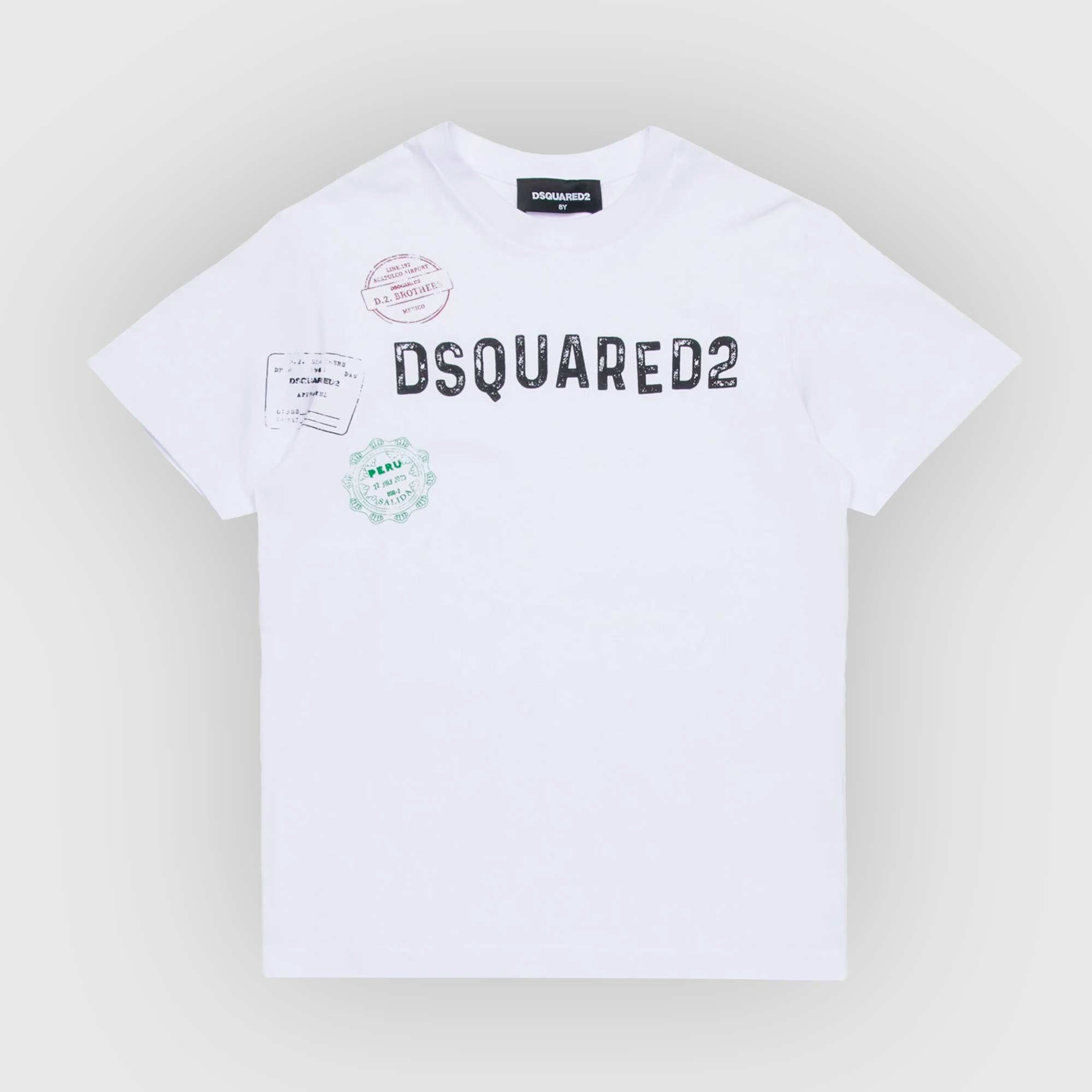 T-shirt Con Grafica Passport Firmata DSQUARED2 - annameglio.com abbigliamento moda