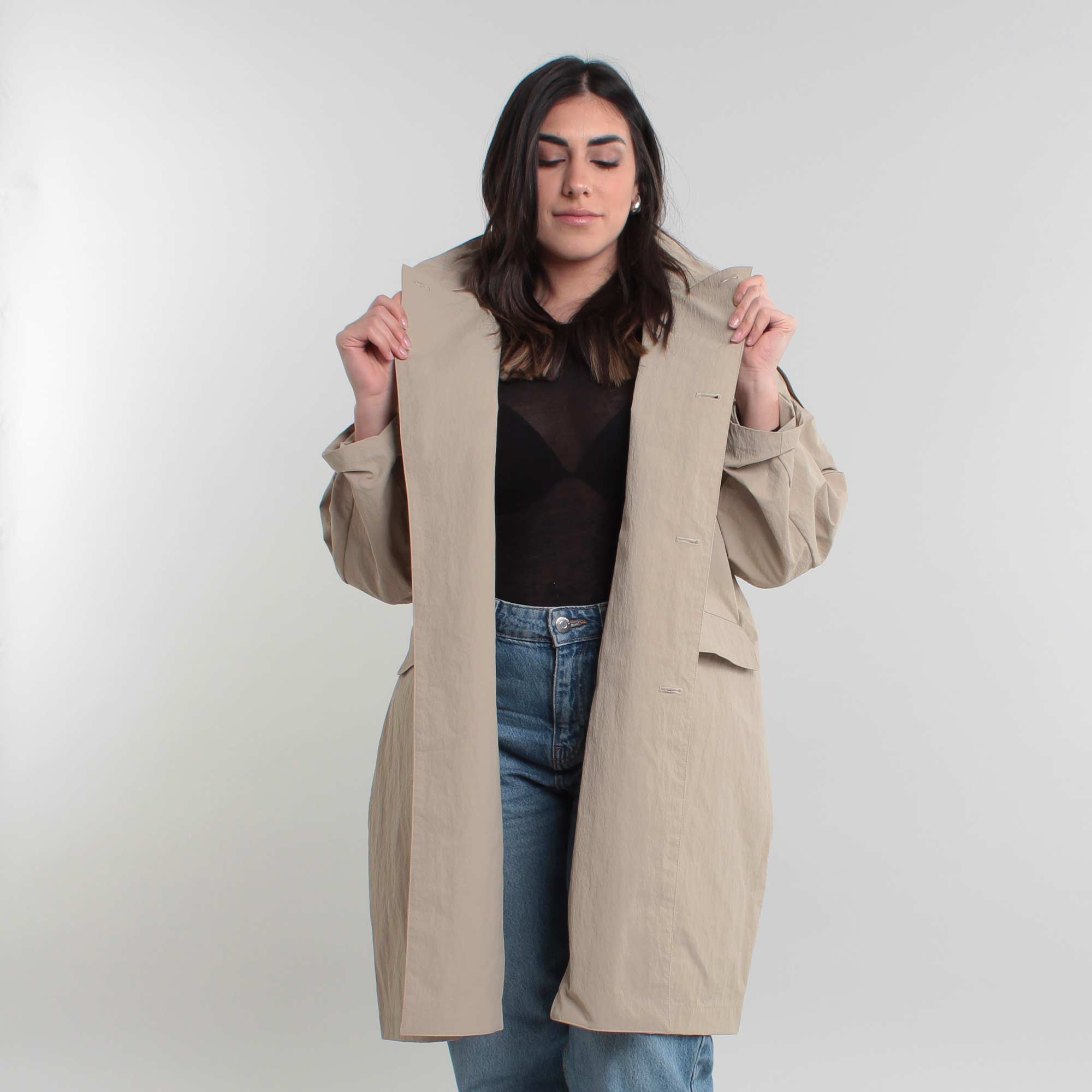 Trench Beige Lungo Firmato DOUUOD - annameglio.com abbigliamento moda
