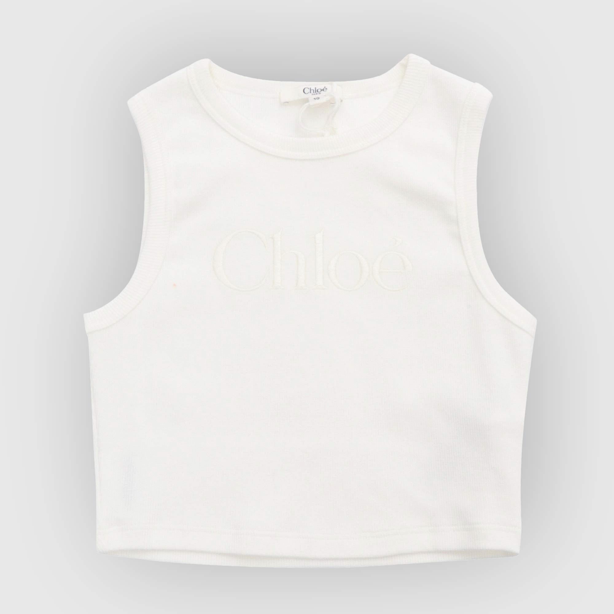 Canotta Bianca Smanicata Firmata CHLOÉ - annameglio.com abbigliamento moda