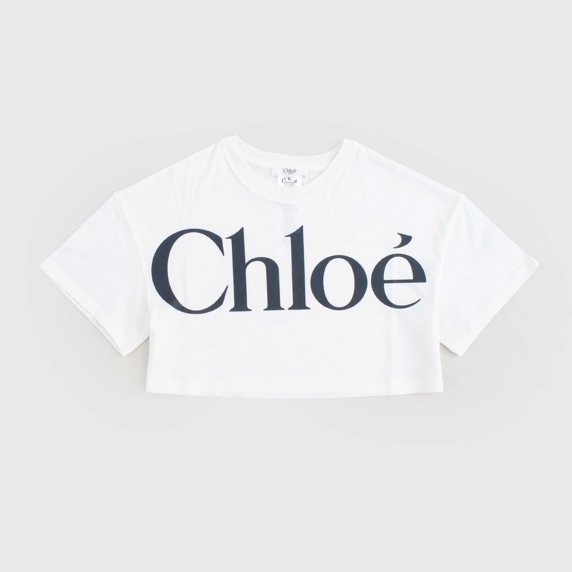 T-shirt Bianca Con Logo Blu Firmata CHLOE - annameglio.com abbigliamento moda