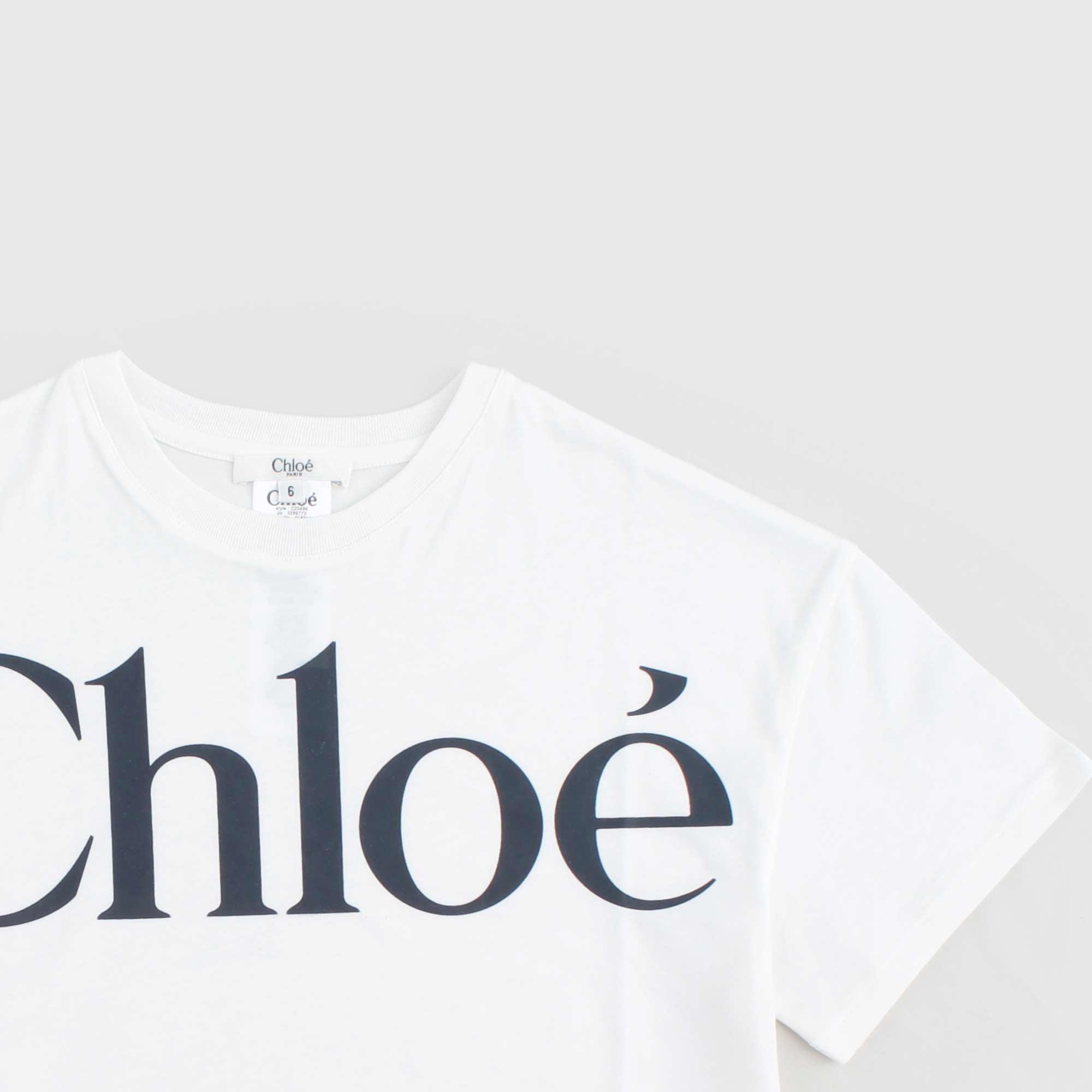 T-shirt Bianca Con Logo Blu Firmata CHLOE - annameglio.com abbigliamento moda