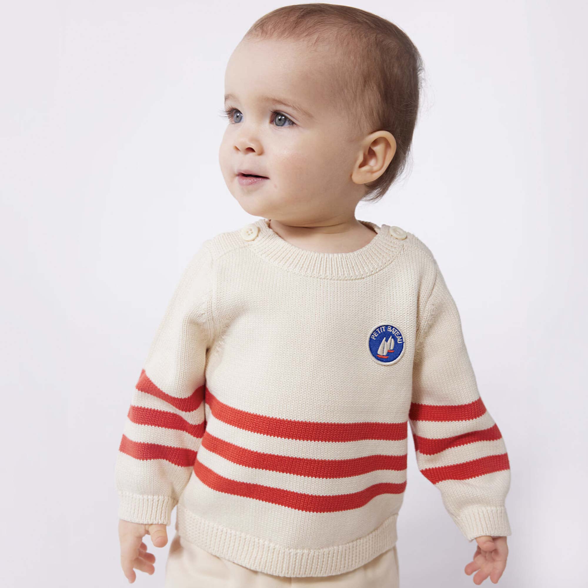 Maglioncino Beige A Righe Firmato PETIT BATEAU - annameglio.com abbigliamento moda