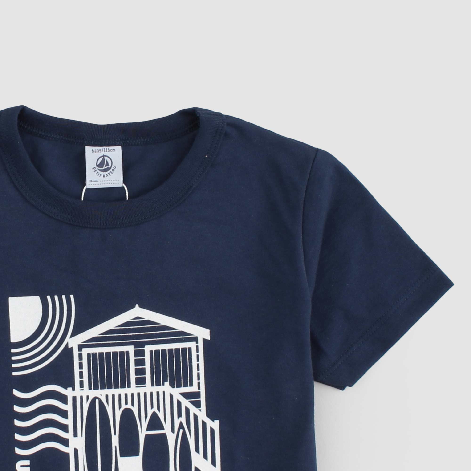 T-shirt Blu Con Stampa Firmata PETIT BATEAU - annameglio.com abbigliamento moda