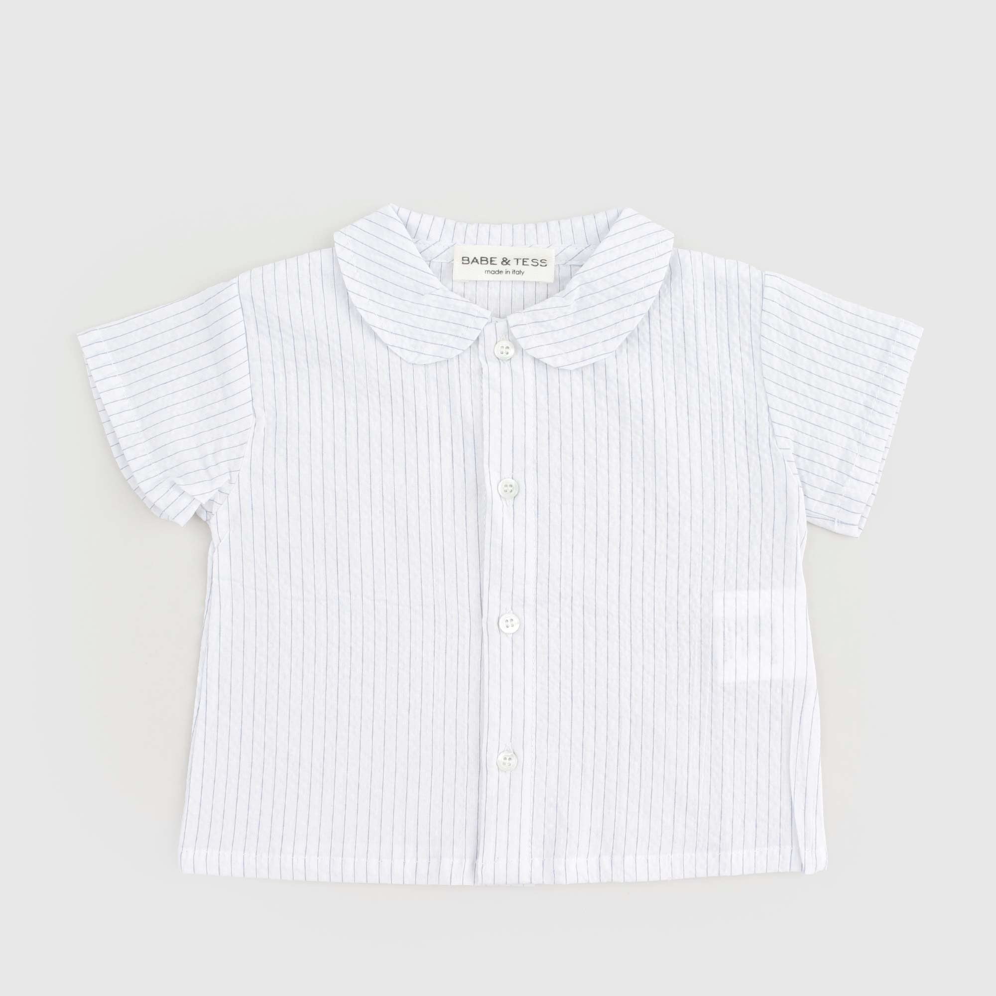 Camicetta Bianca E Celeste Firmata BABE & TESS - annameglio.com abbigliamento moda