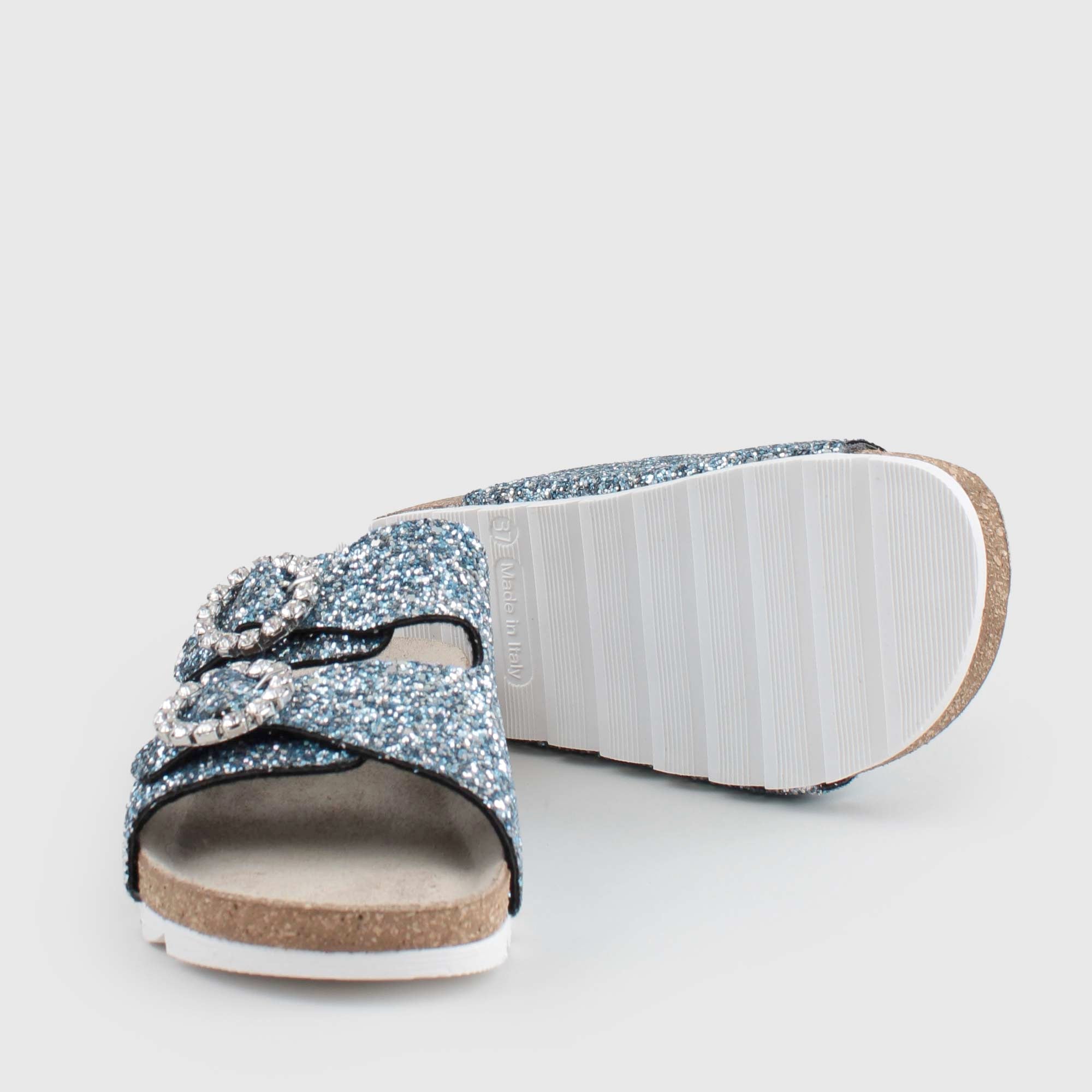 Ciabatte Blu Glitterate Firmate MONNALISA - annameglio.com abbigliamento moda