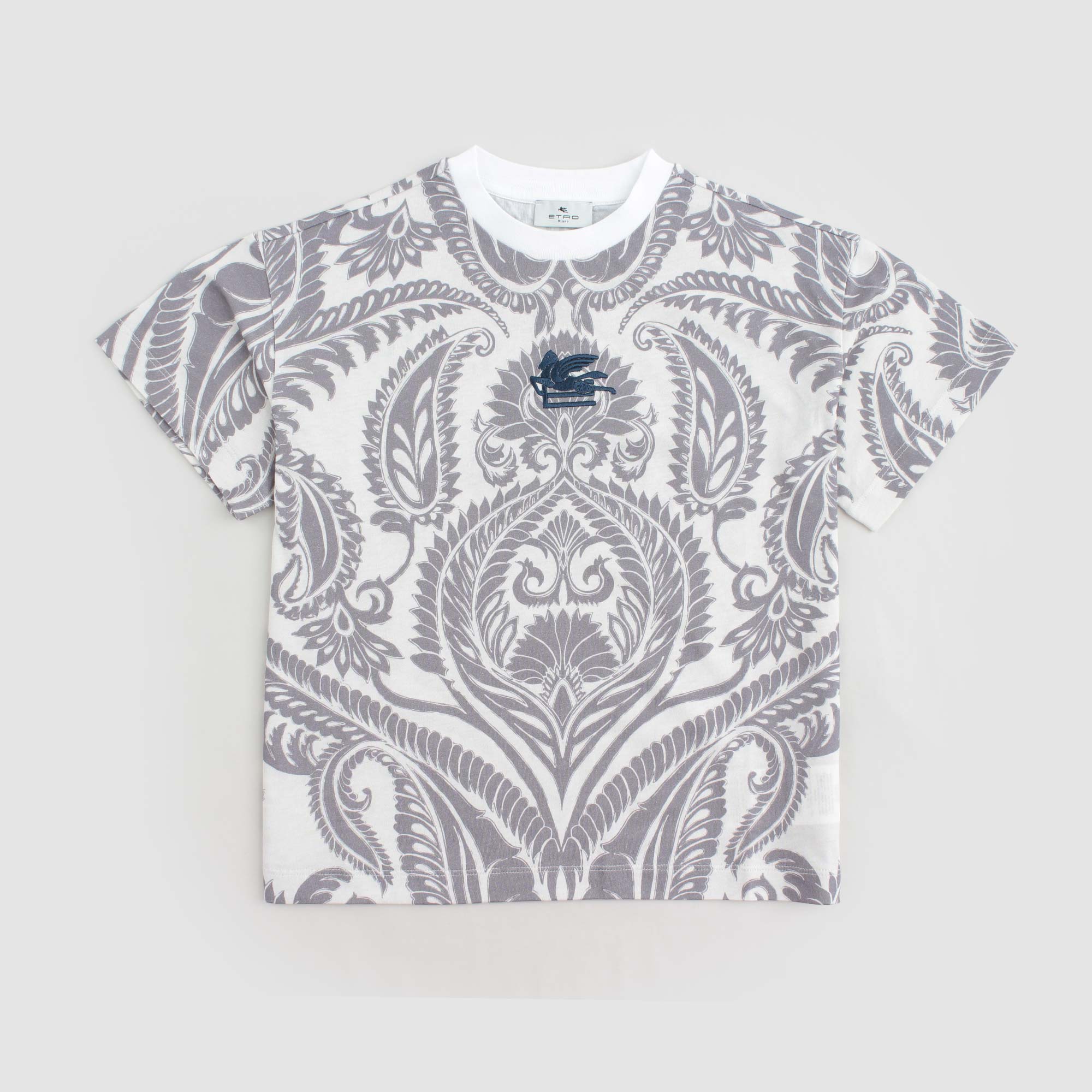 T-shirt Grigia Con Logo Firmata ETRO - annameglio.com abbigliamento moda