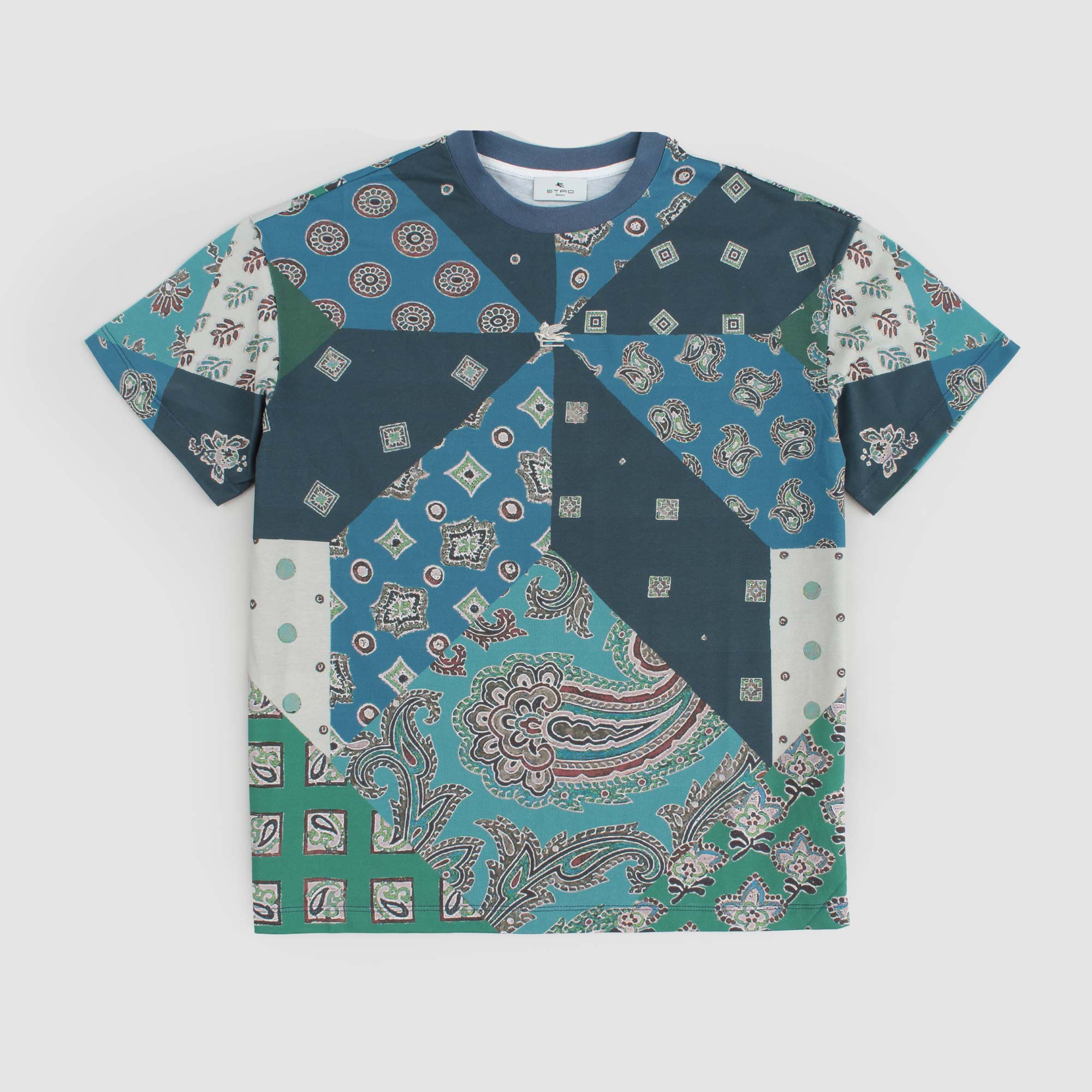 T-shirt Con Fantasia Blu Firmata ETRO - annameglio.com abbigliamento moda