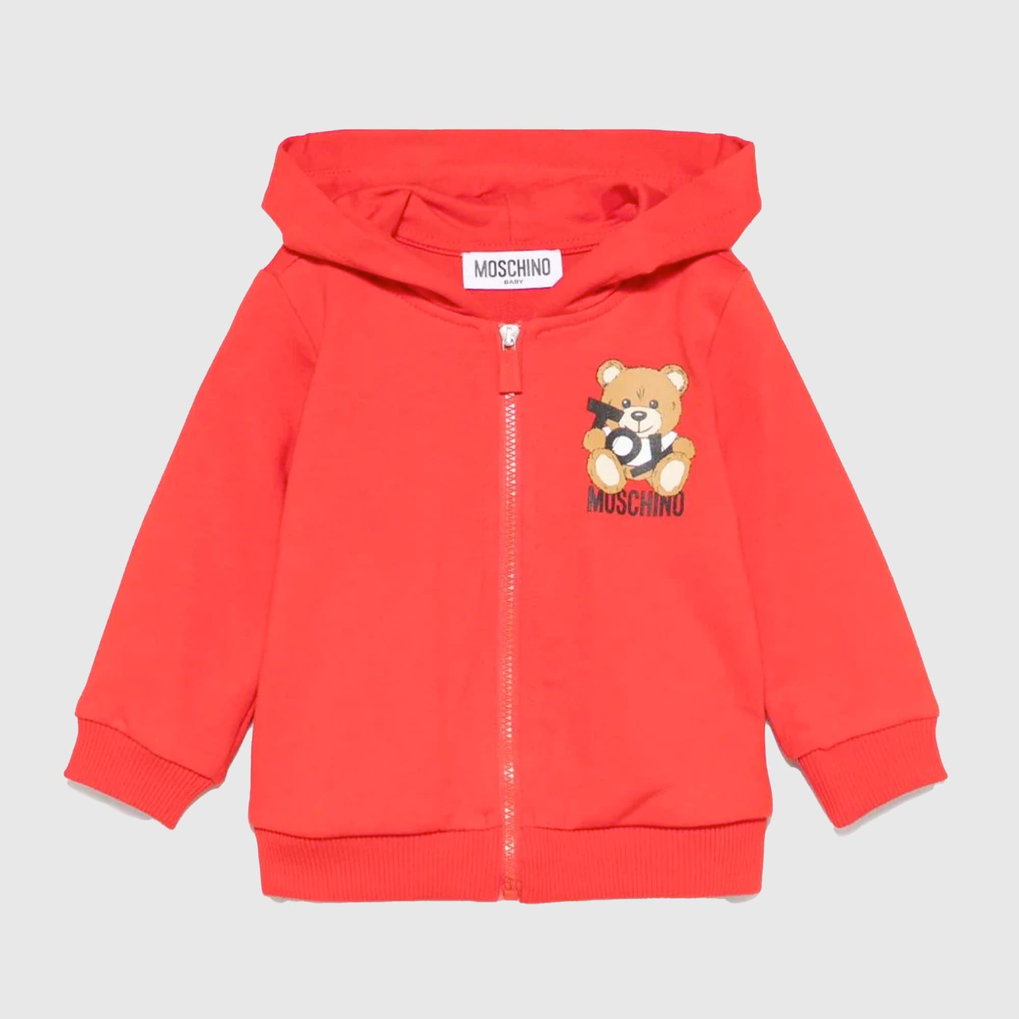 Felpa Rossa Con Cappuccio Firmata MOSCHINO - annameglio.com abbigliamento moda