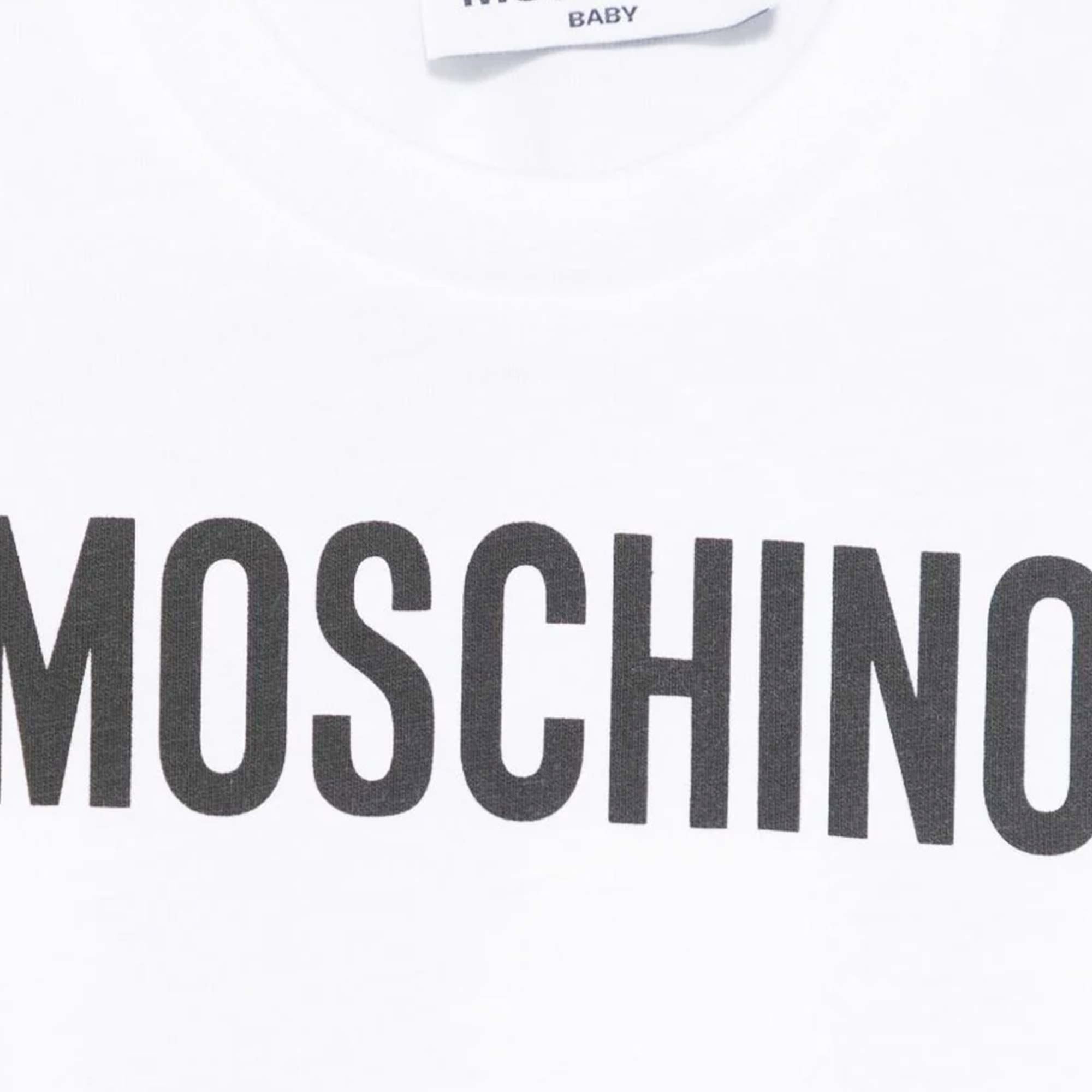 T-shirt Bianca New Born Firmata MOSCHINO - annameglio.com abbigliamento moda