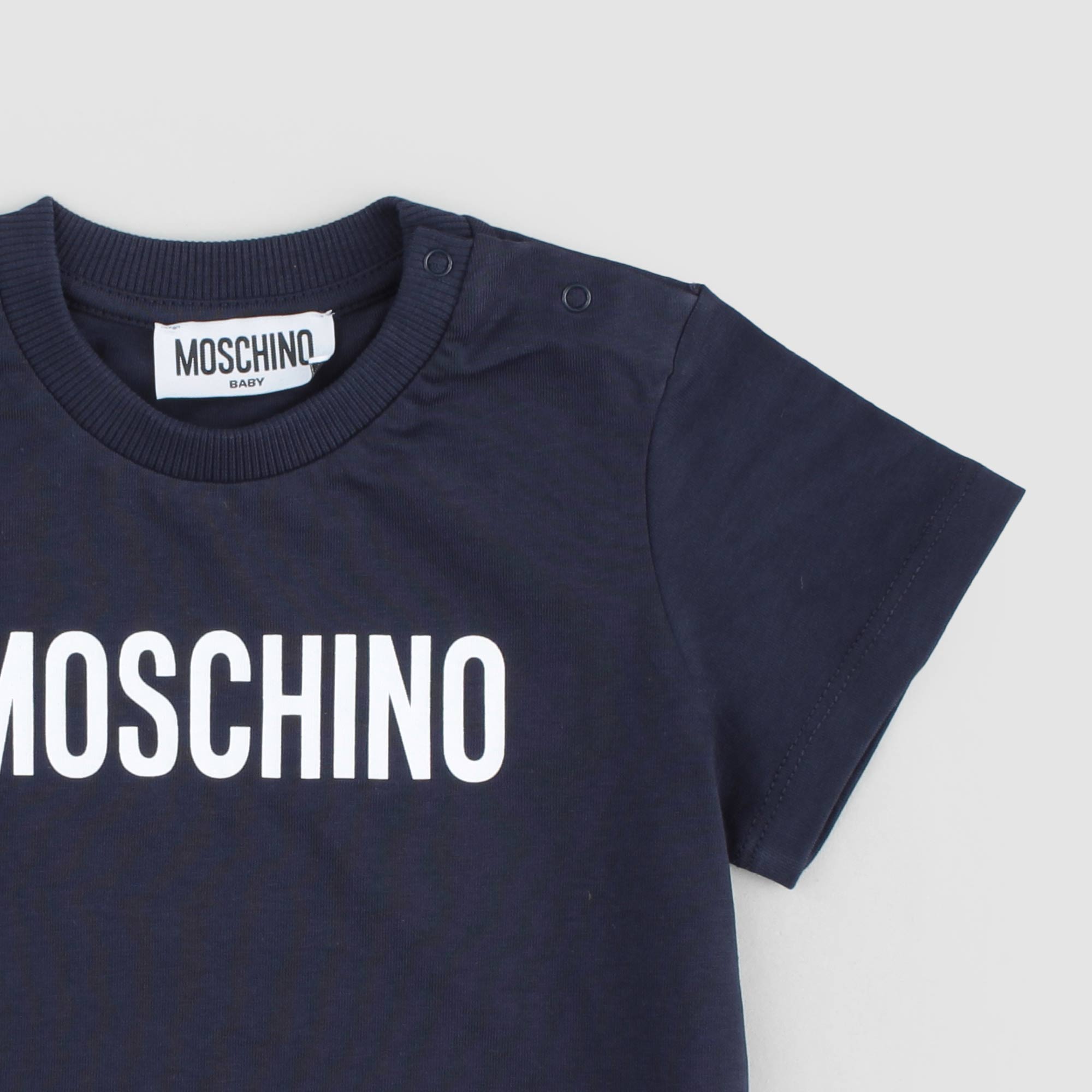 T-shirt Blu Con Scritta Firmata MOSCHINO - annameglio.com abbigliamento moda