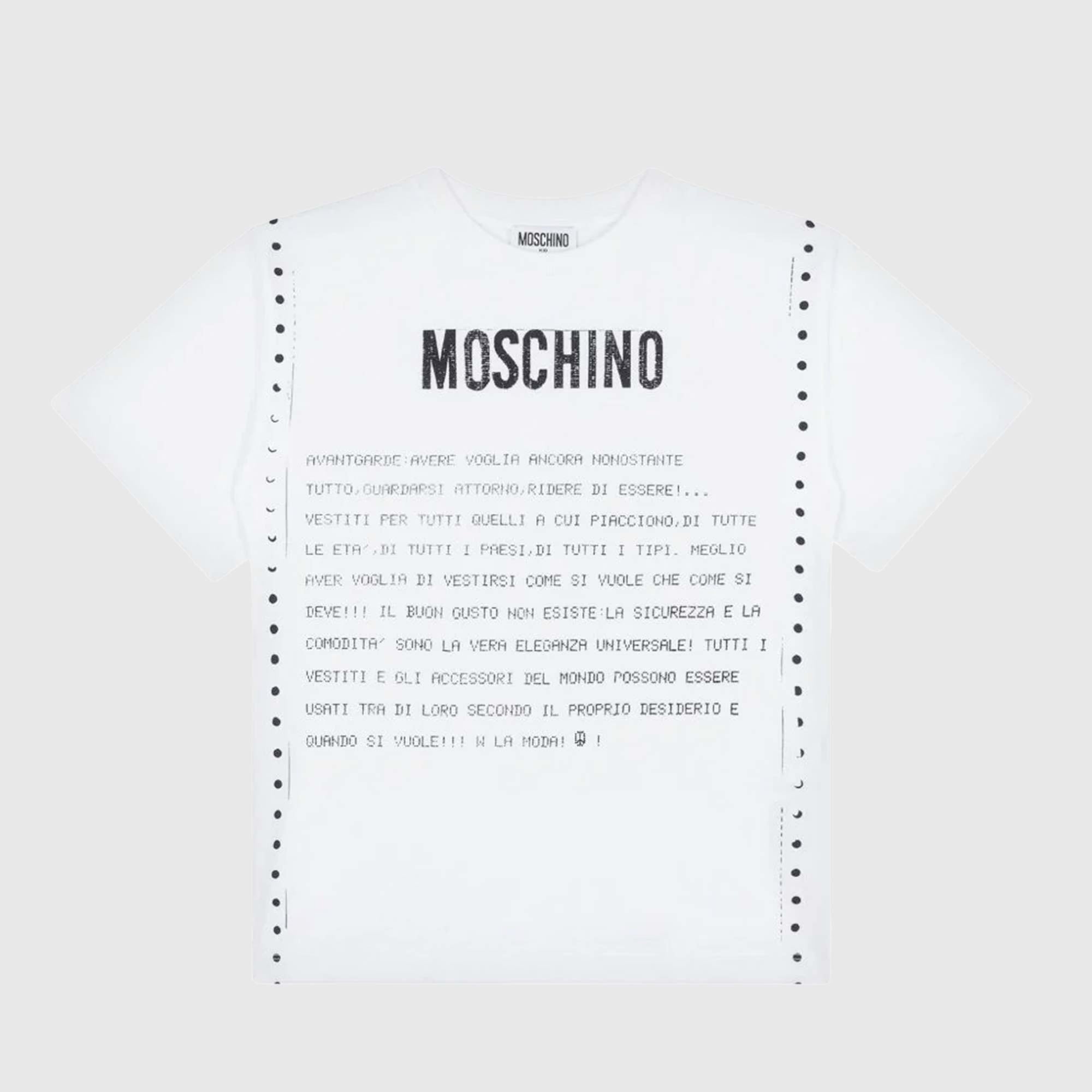 T-shirt Bianca Firmata MOSCHINO - annameglio.com abbigliamento moda