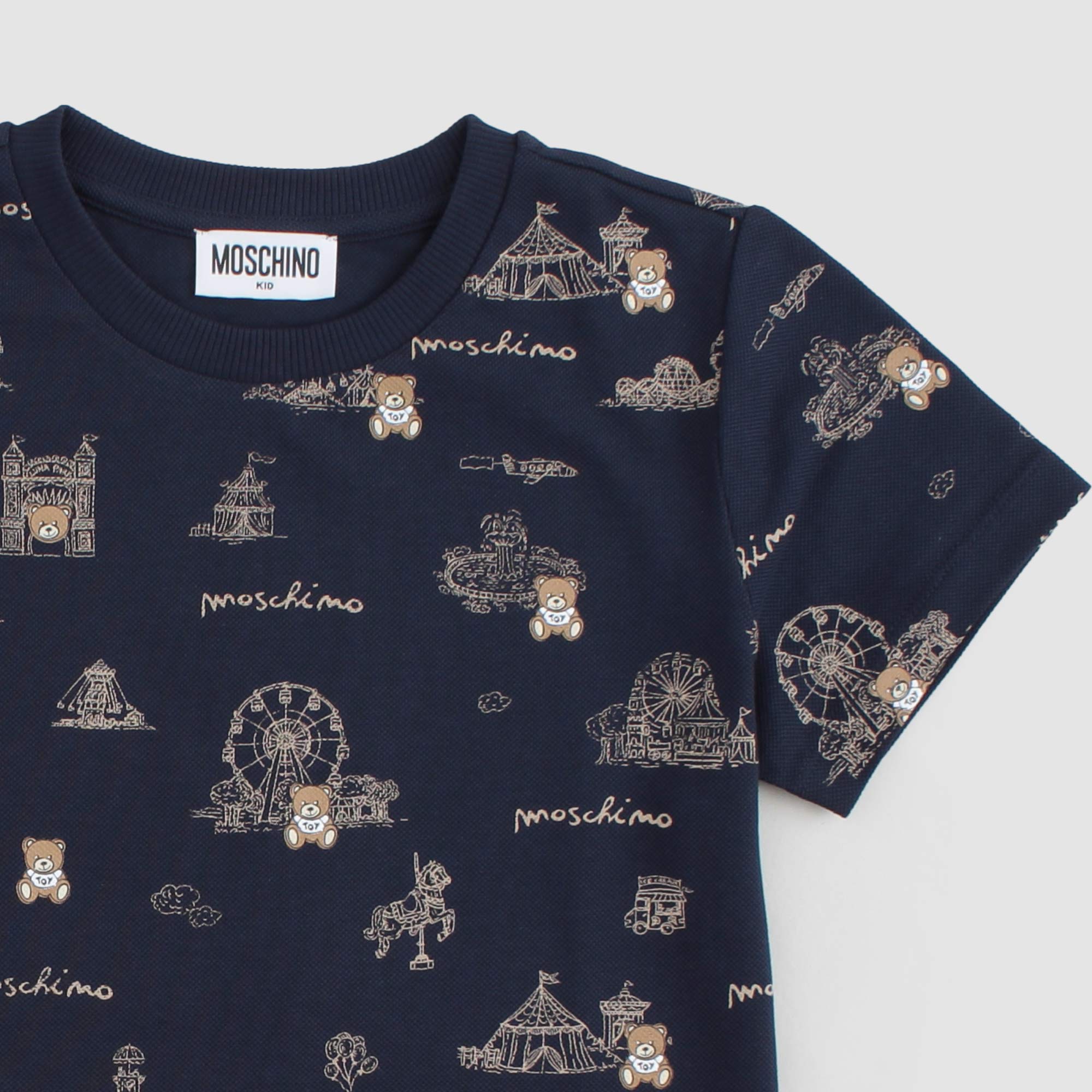 T-shirt Blu Firmata MOSCHINO - annameglio.com abbigliamento moda