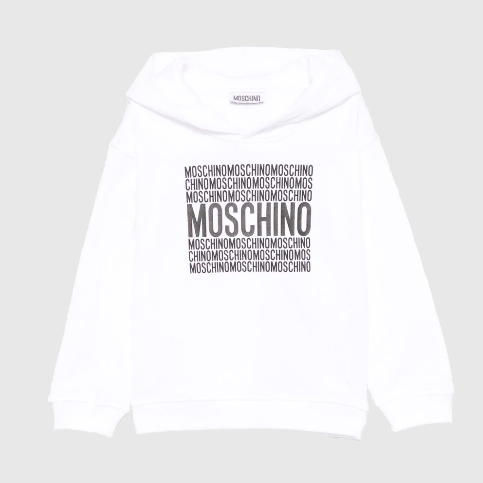 Felpa Bianca Con Cappuccio Firmata MOSCHINO - annameglio.com abbigliamento moda