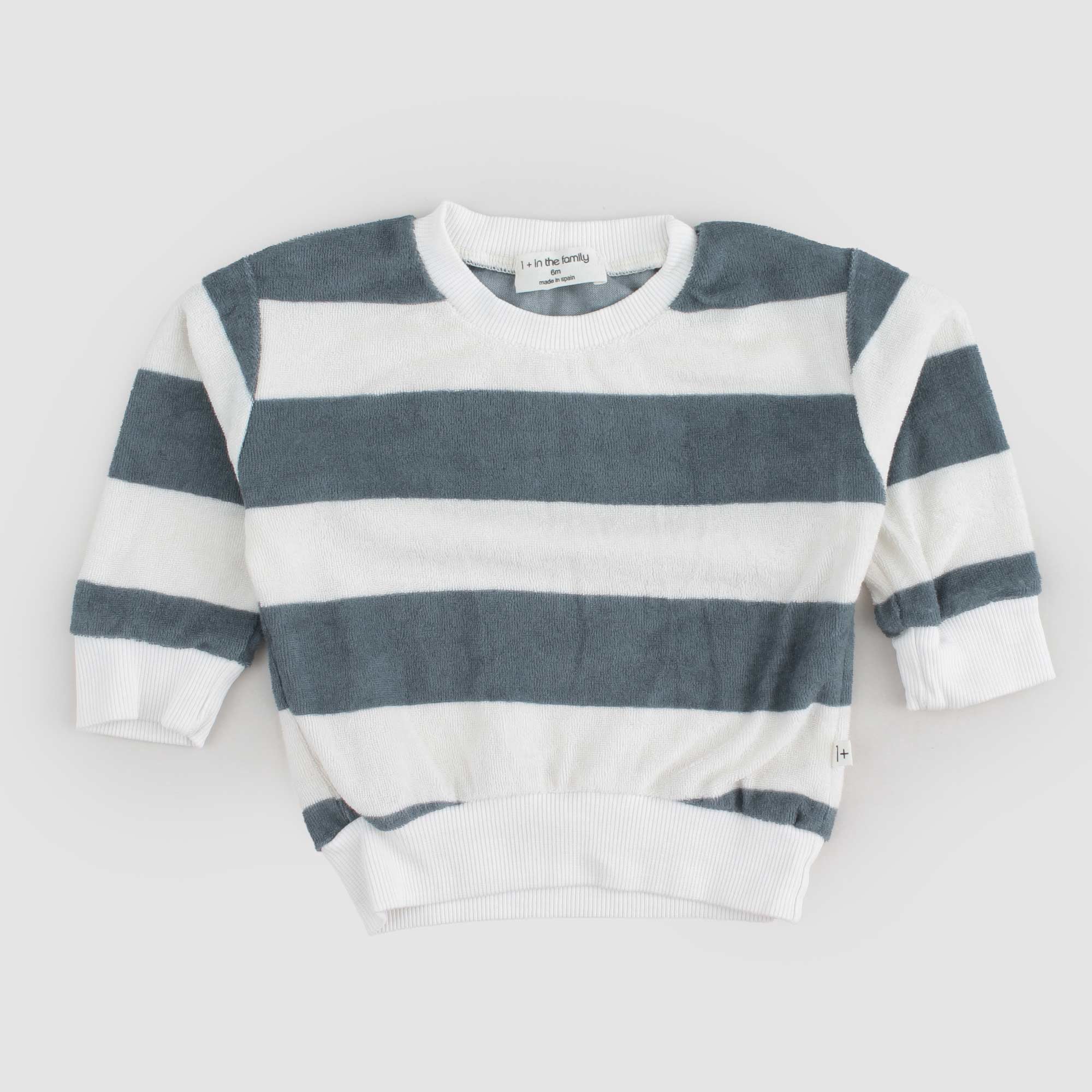 Maglia in ciniglia a righe latte e grigio - annameglio.com abbigliamento moda