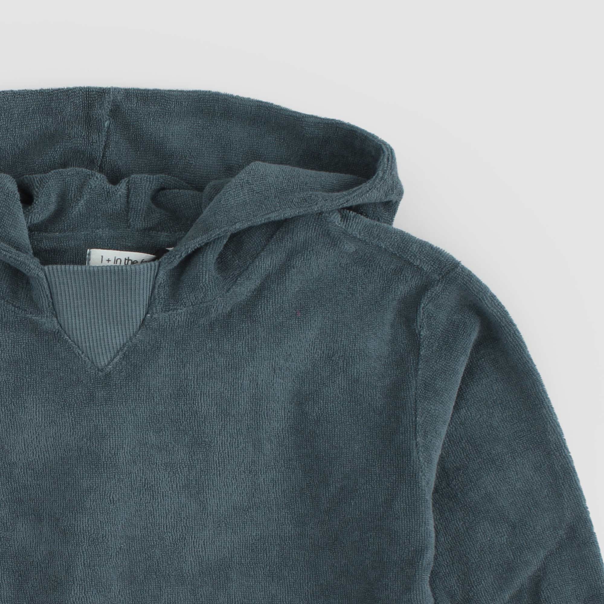 Felpa in ciniglia con cappuccio petrolio - annameglio.com abbigliamento moda