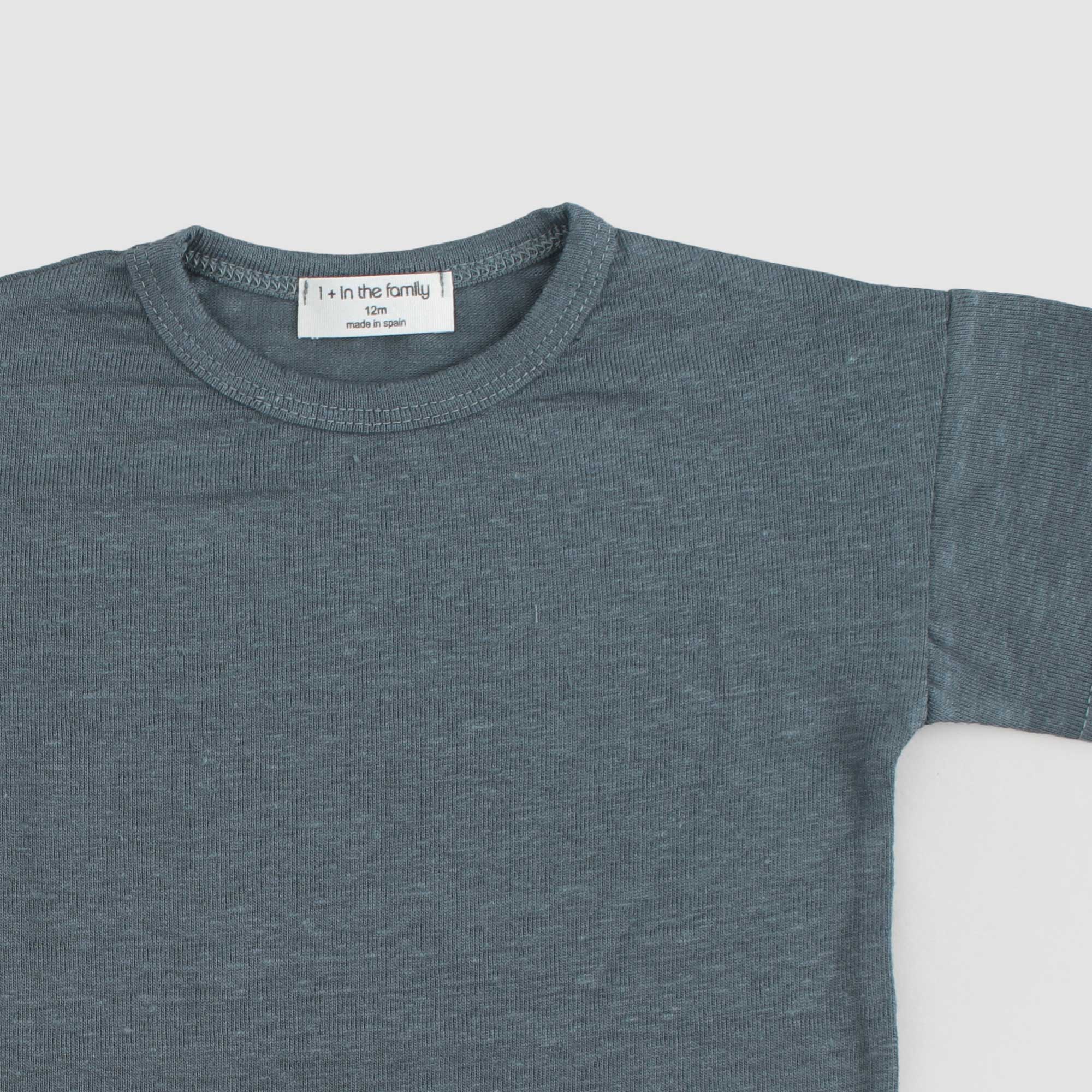 T-shirt Petrolio Firmata ONE MORE IN THE FAMILY - annameglio.com abbigliamento moda