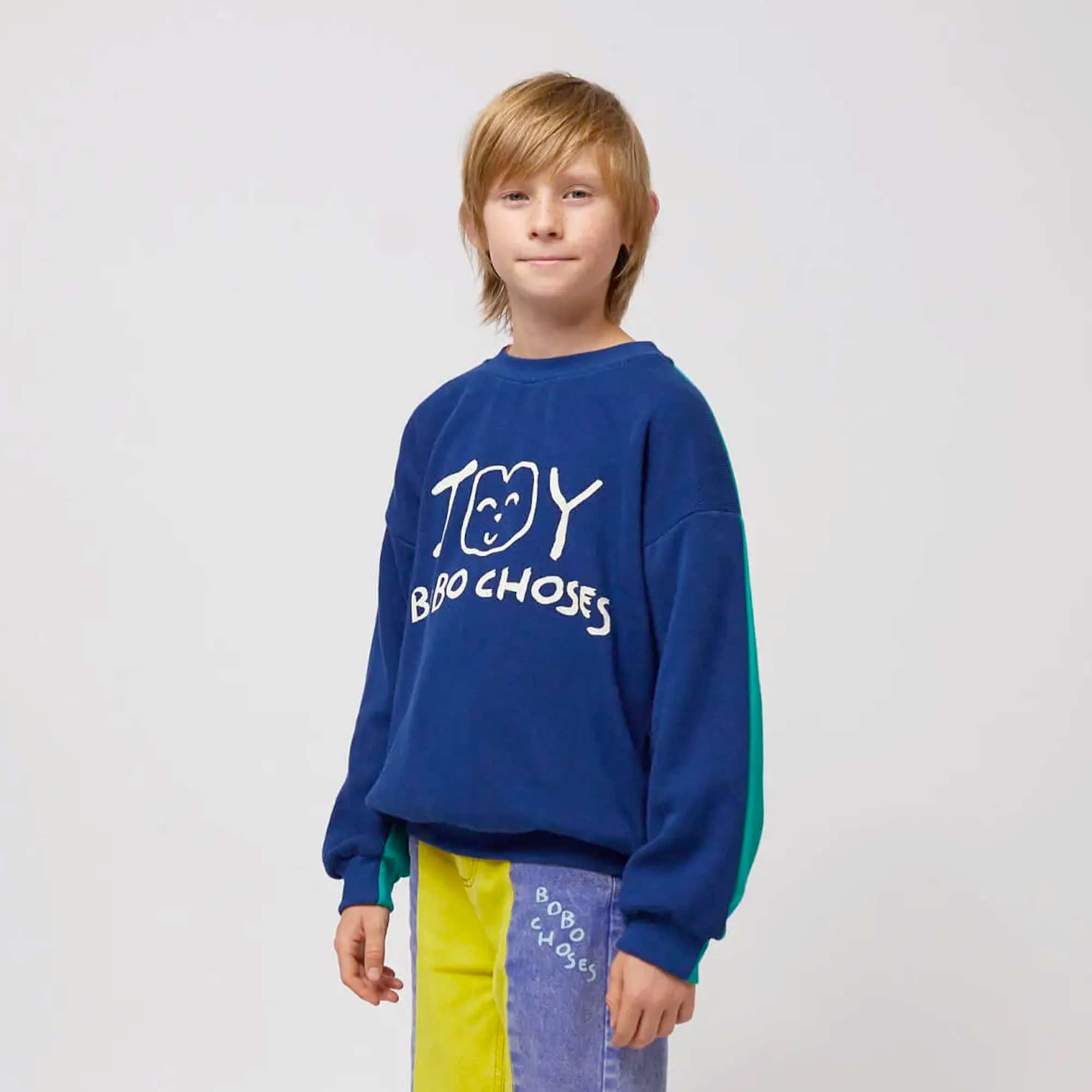 Felpa Sorridente Blu Firmata BOBO CHOSES - annameglio.com abbigliamento moda