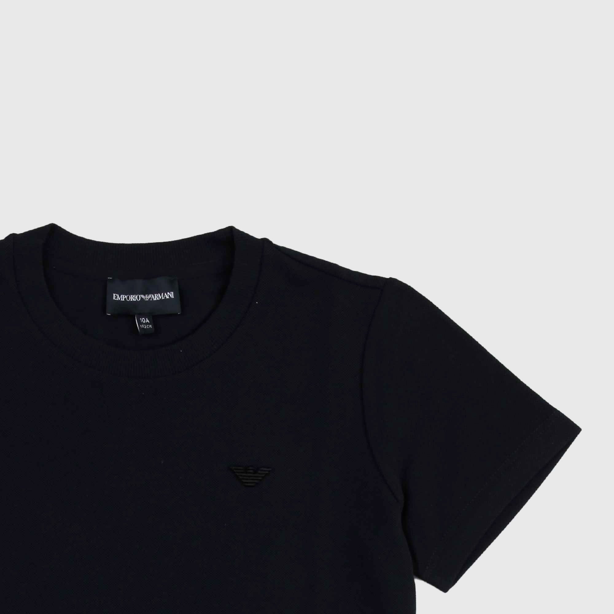 T-shirt Nera Logo Gommato Firmata ARMANI JUNIOR - annameglio.com abbigliamento moda