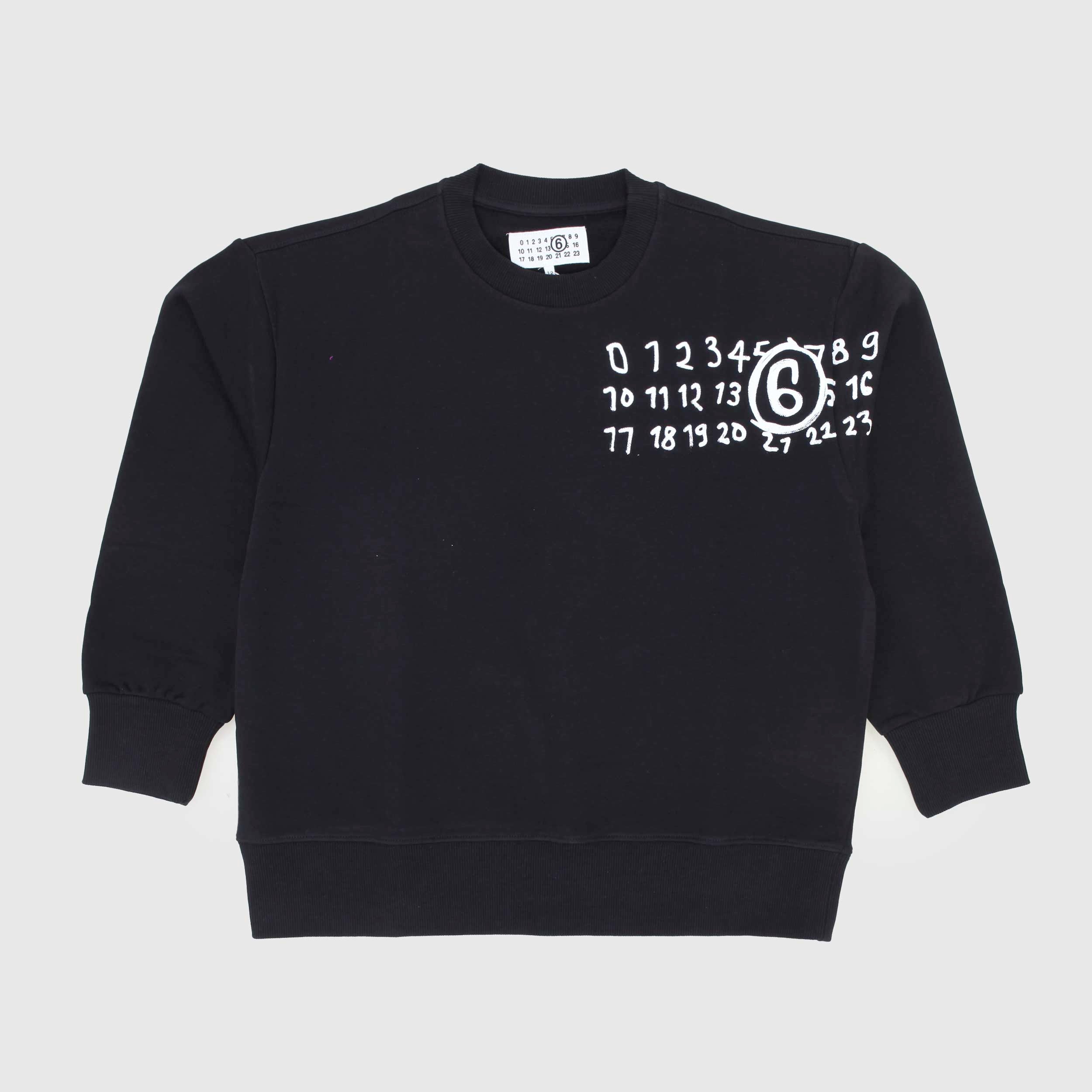 Felpa Nera Con Logo Numeral Firmata Mm6 - annameglio.com abbigliamento moda