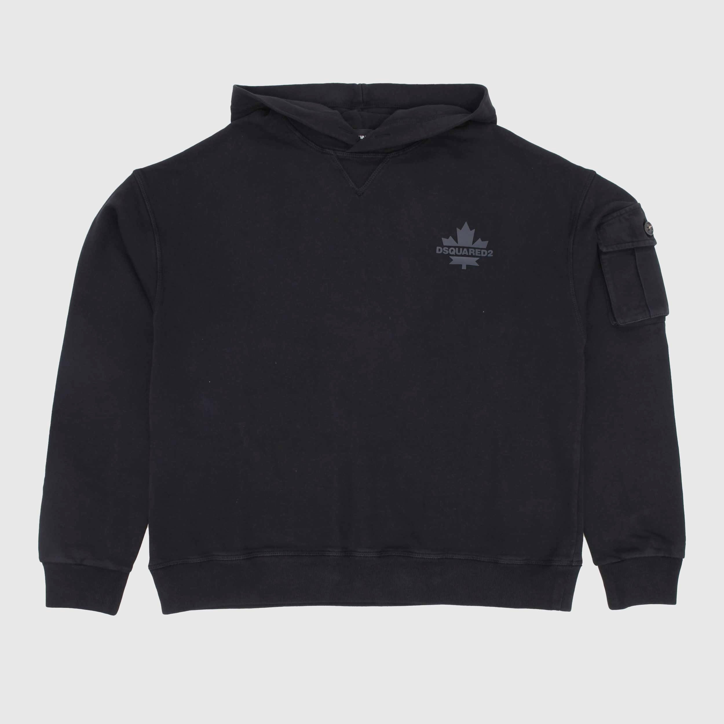 Felpa Nera Con Cappuccio Firmata DSQUARED2 - annameglio.com abbigliamento moda