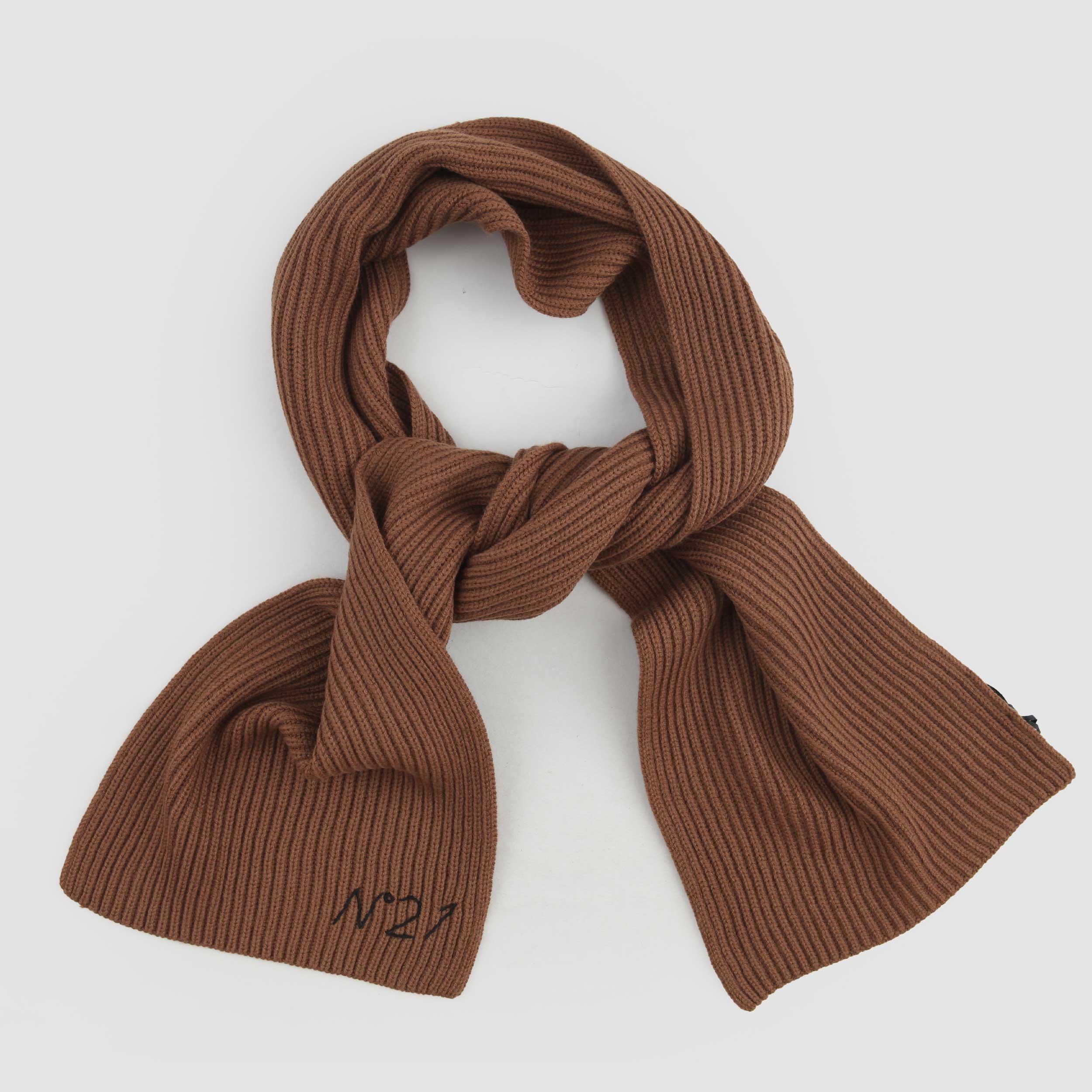 Sciarpa Marrone E Lavorazione A Coste Firmata N 21 - annameglio.com abbigliamento moda