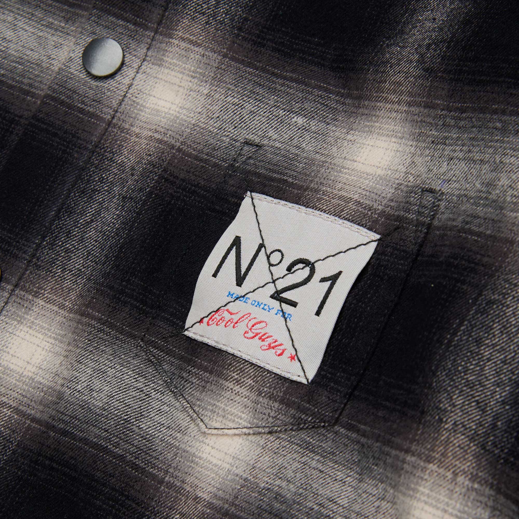 N 21 Signature Black and Grey Checkered Shirt