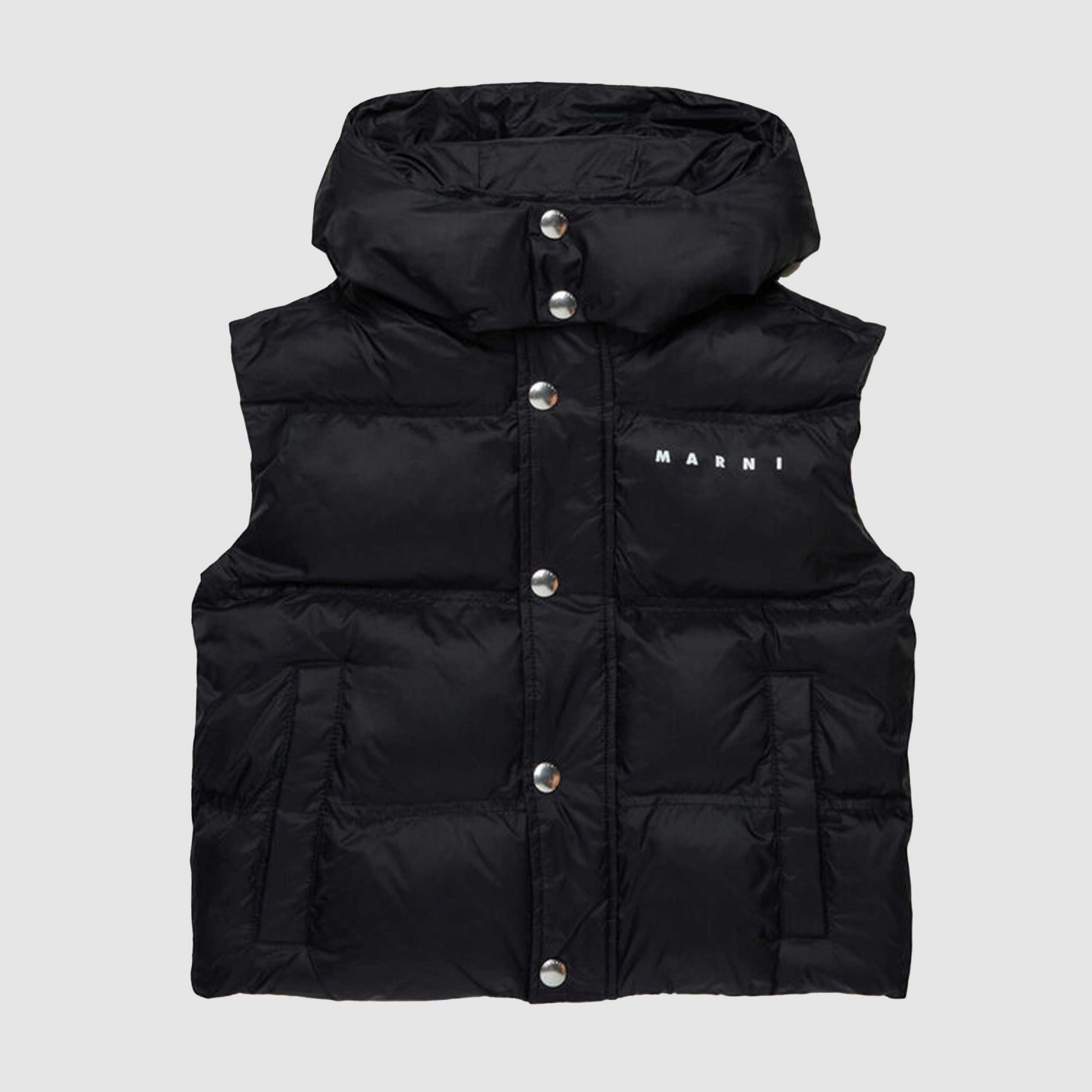 Gilet In Nylon Nero Con Stampa Firmato MARNI - annameglio.com abbigliamento moda