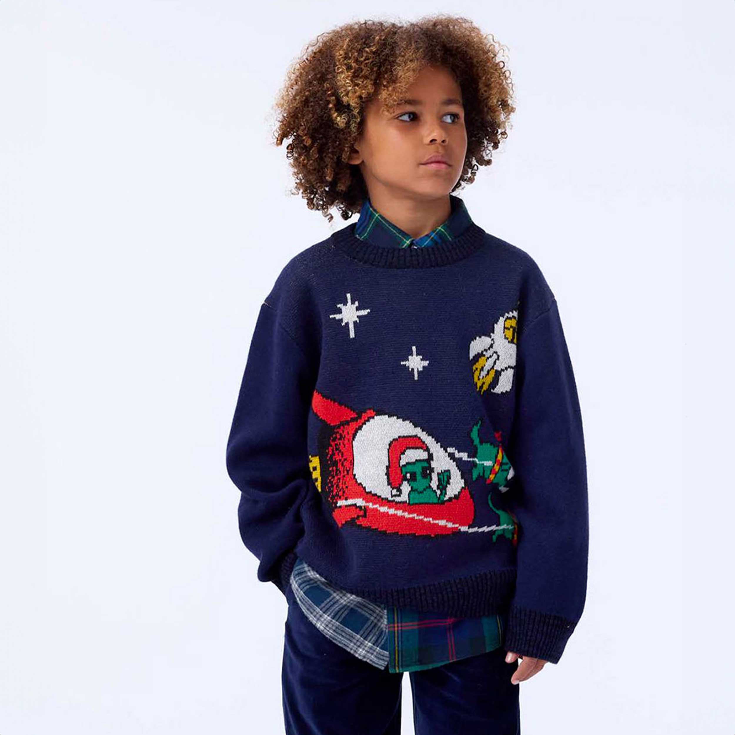 Maglioncino Blu Con Stampa Firmato MOLO - annameglio.com abbigliamento moda