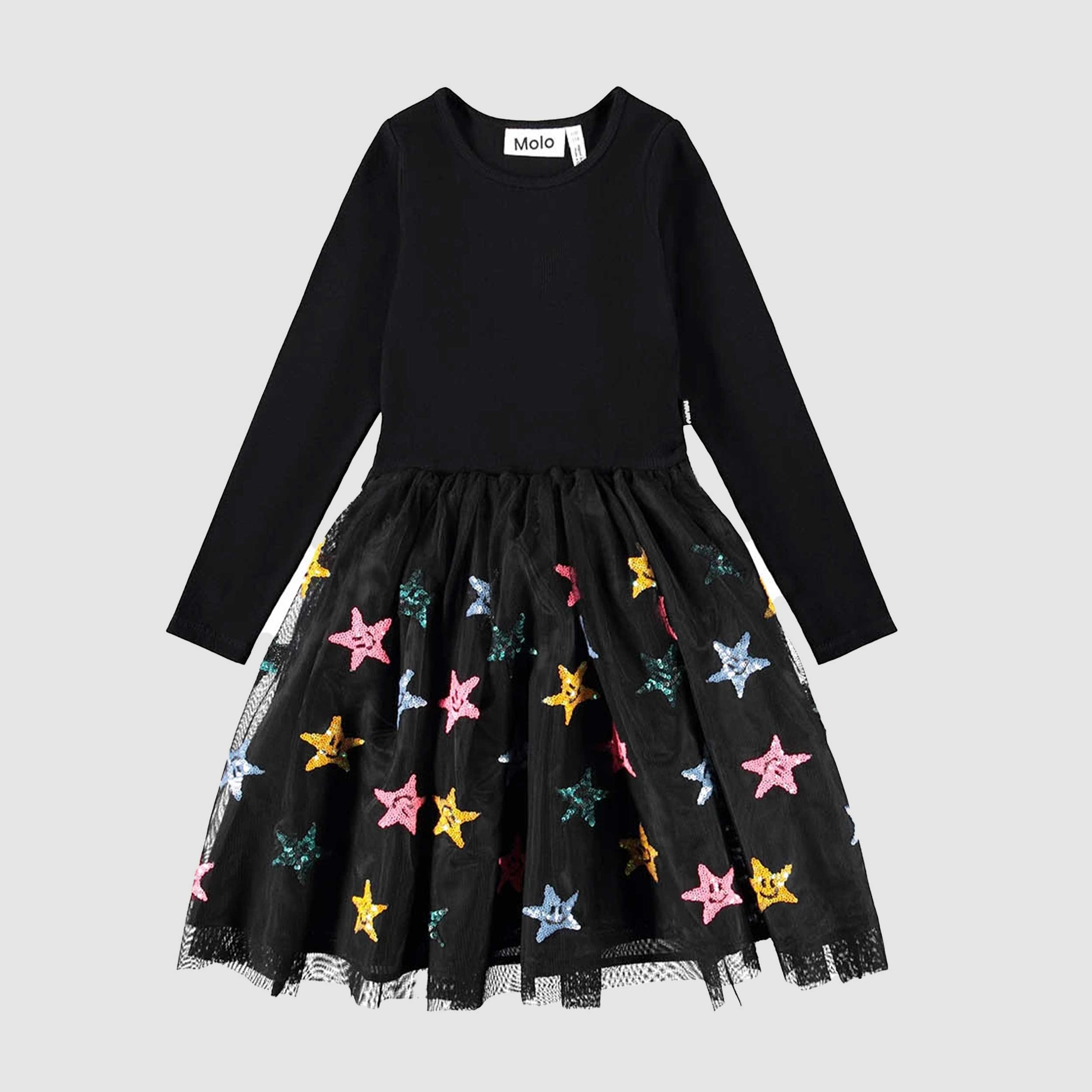 Abito Nero Con Stelle E Paillettes Firmato MOLO - annameglio.com abbigliamento moda