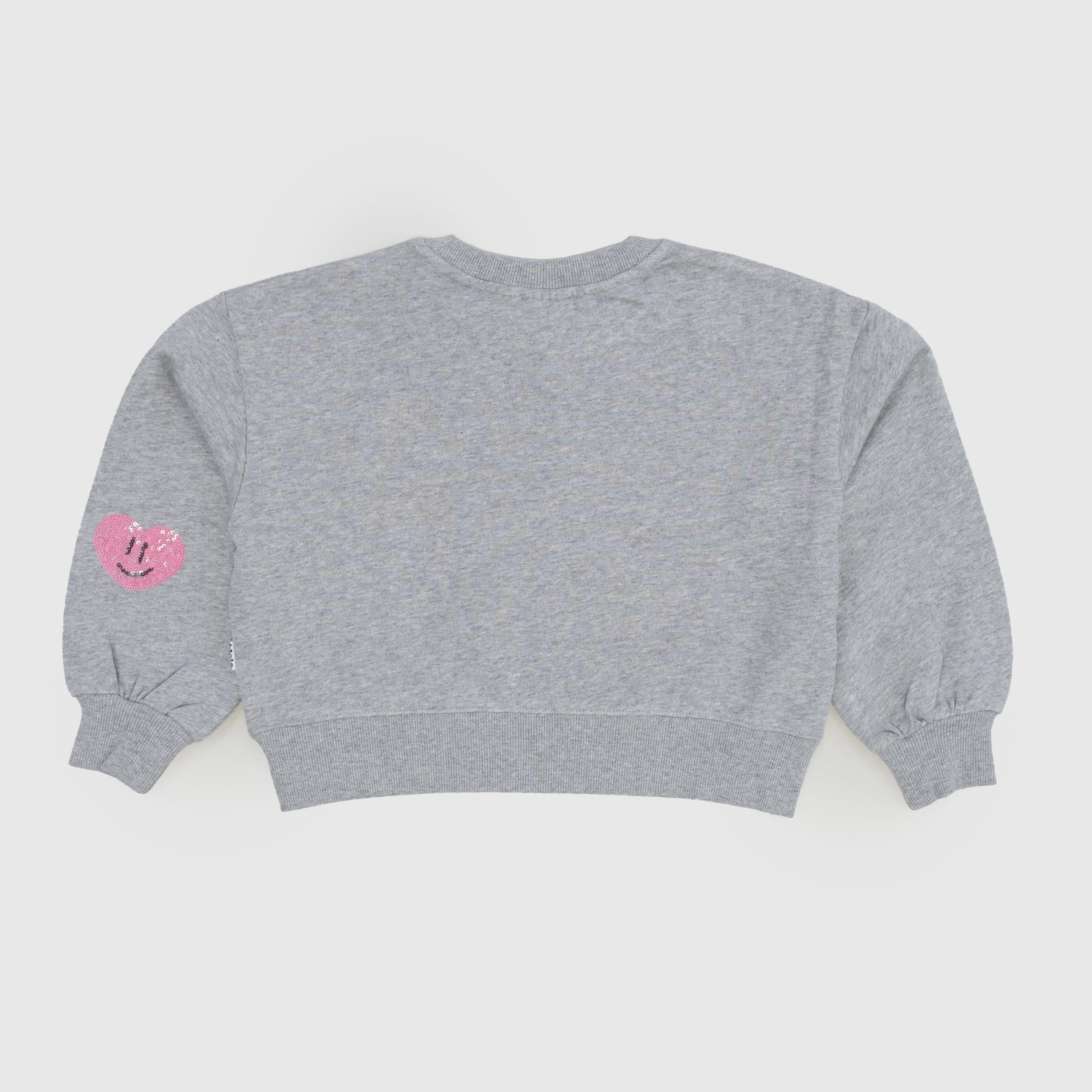 Felpa Grigia Con Cuori E Smile Firmata MOLO - annameglio.com abbigliamento moda