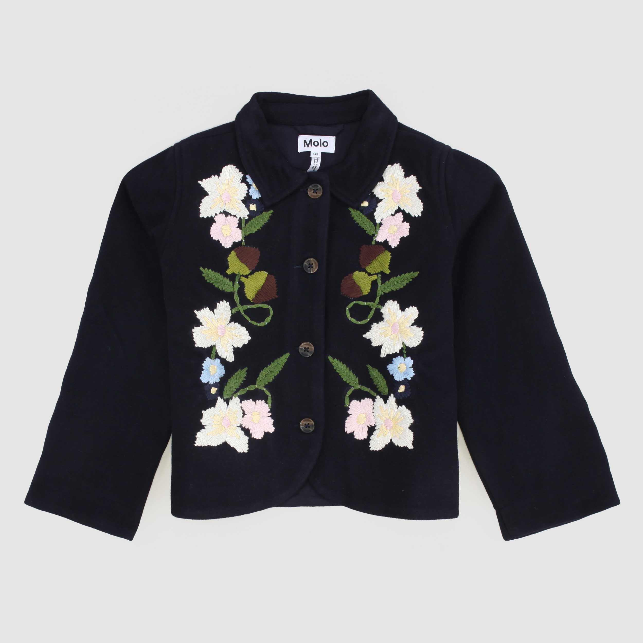 Giacca Nera Con Ricamo Floreale Firmata MOLO - annameglio.com abbigliamento moda