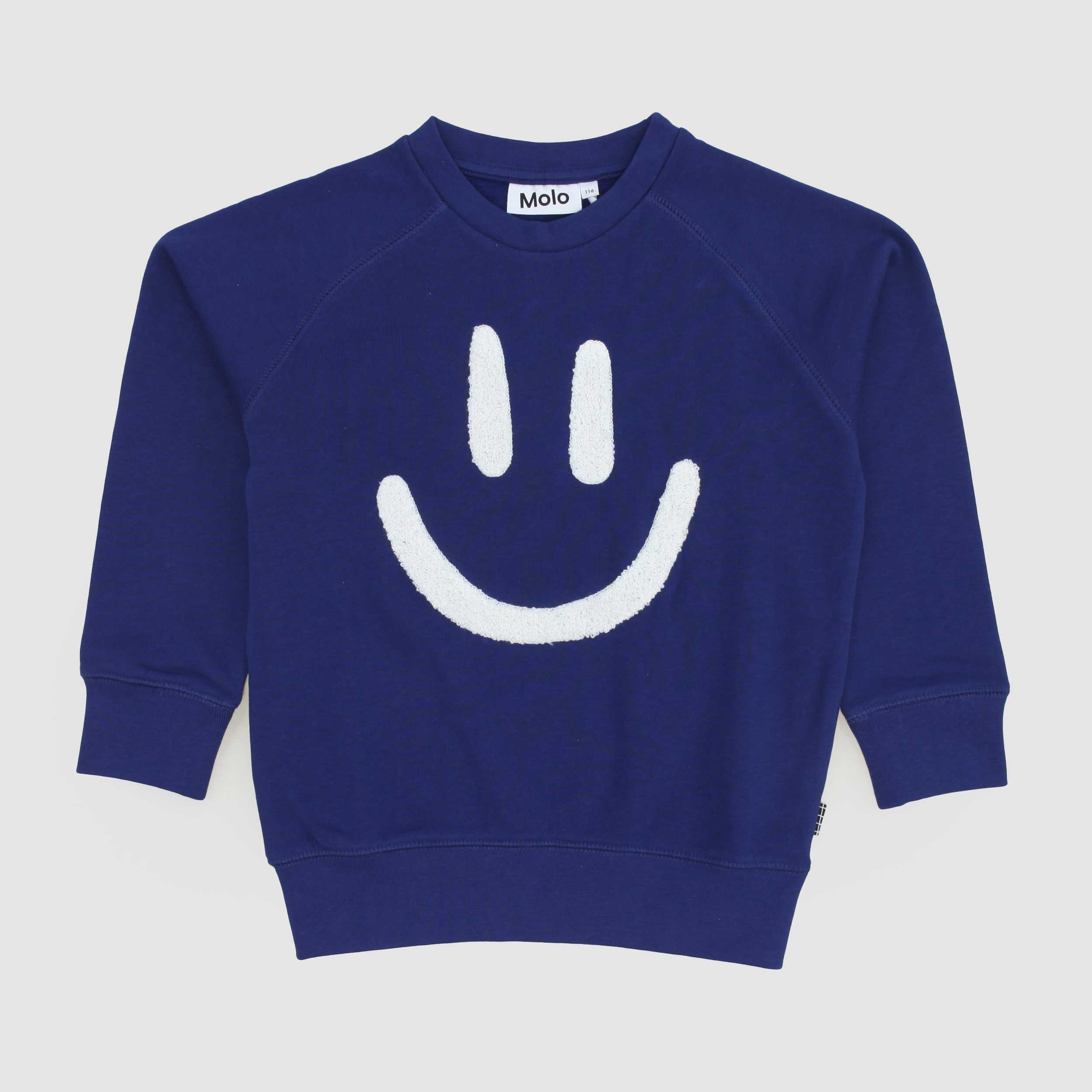 Felpa Indaco Con Smile Teddy Firmata MOLO - annameglio.com abbigliamento moda