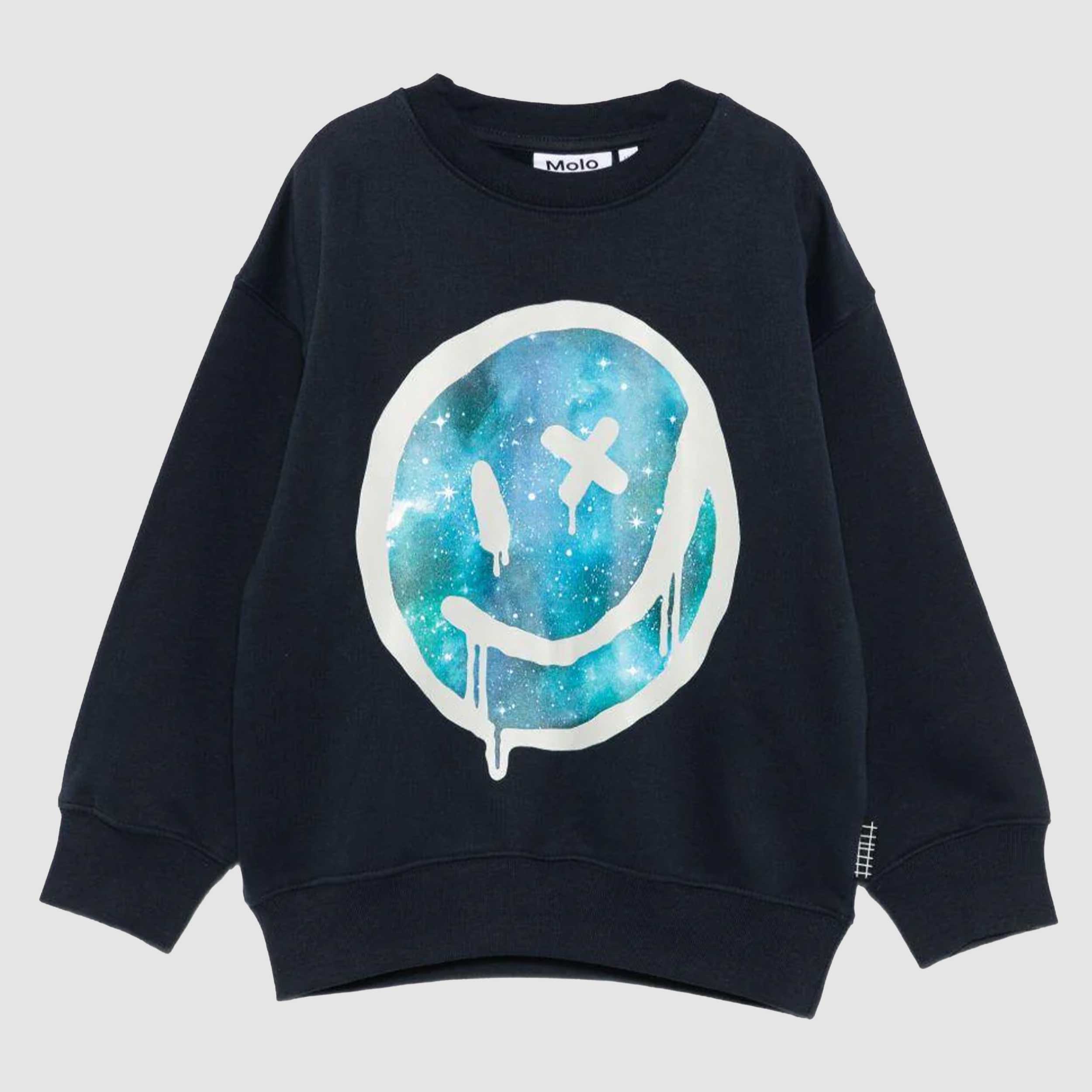 Felpa Nera Con Stampa Smile Firmata MOLO - annameglio.com abbigliamento moda