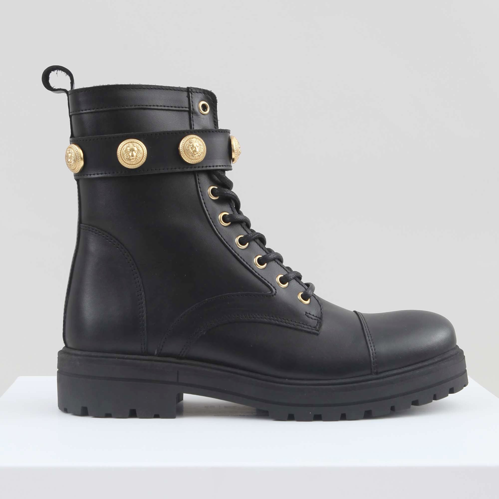 Anfibi Neri Con Bottoni Oro Firmati BALMAIN - annameglio.com abbigliamento moda