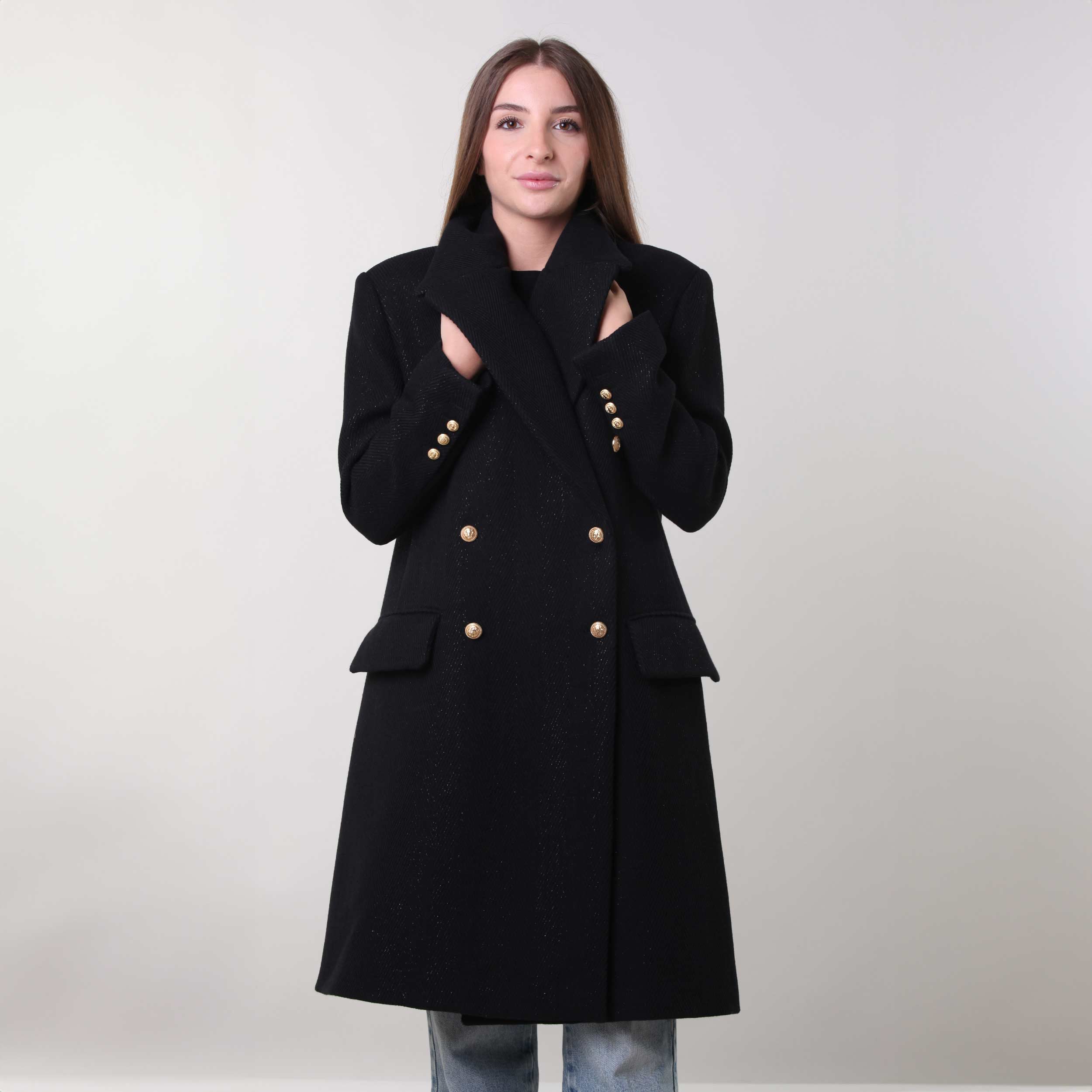 Cappotto Nero Con Bottoni Oro Firmato BALMAIN - annameglio.com abbigliamento moda