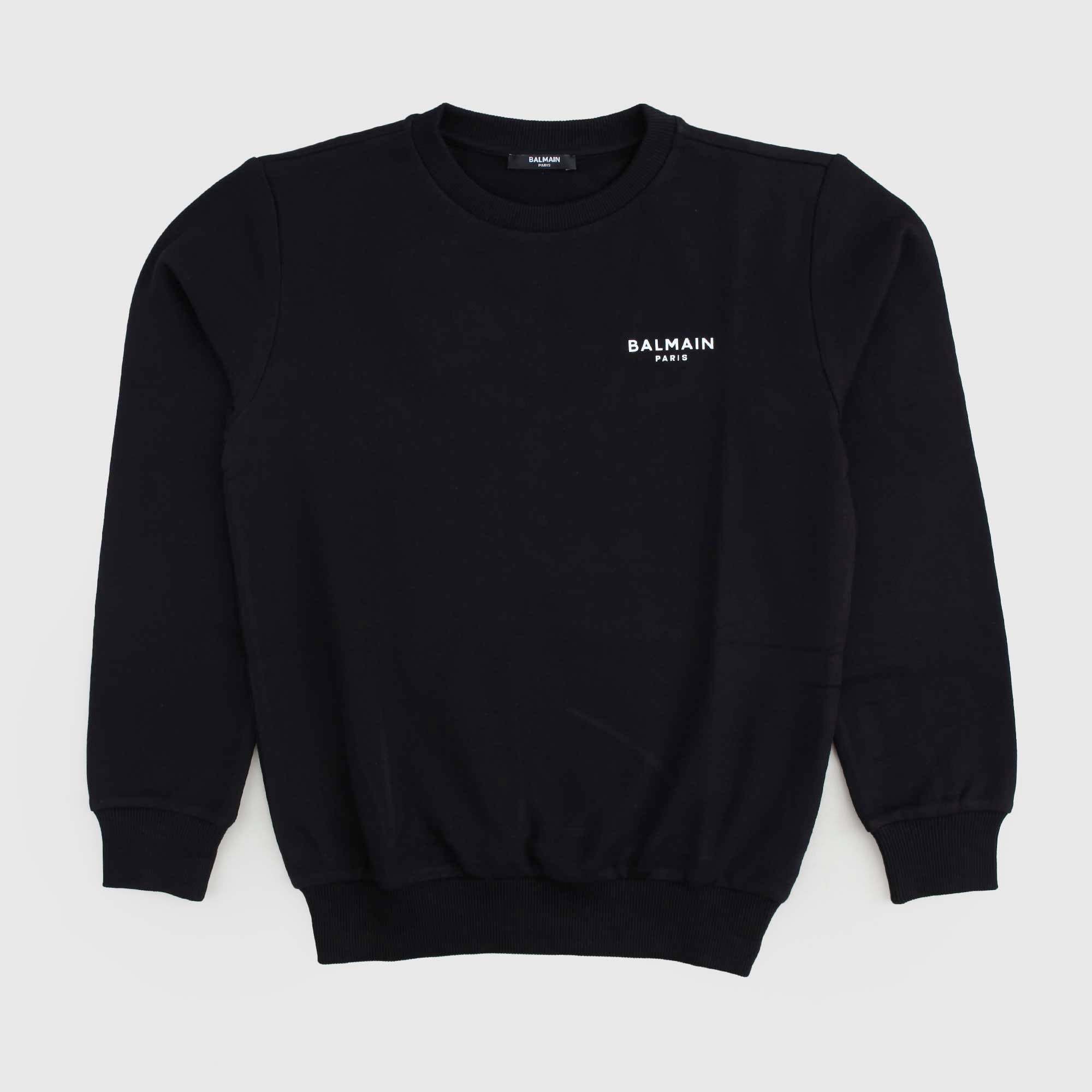 Felpa Nera Con Logo Bianco Firmata BALMAIN - annameglio.com abbigliamento moda