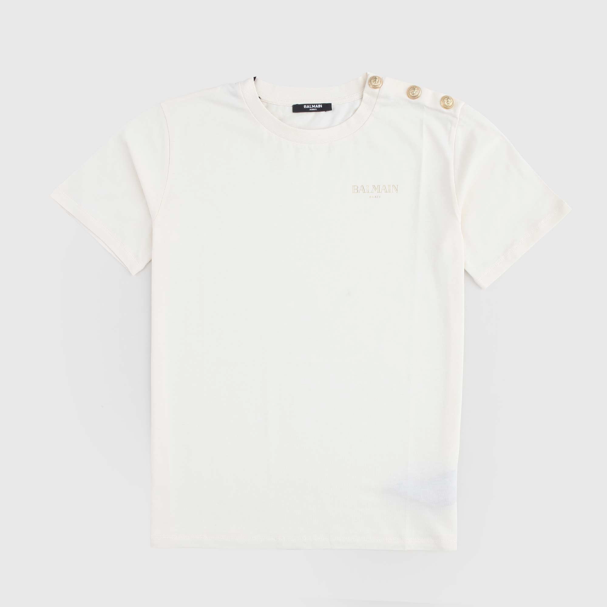 T-shirt Cipria Con Bottoni Oro Firmata BALMAIN - annameglio.com abbigliamento moda