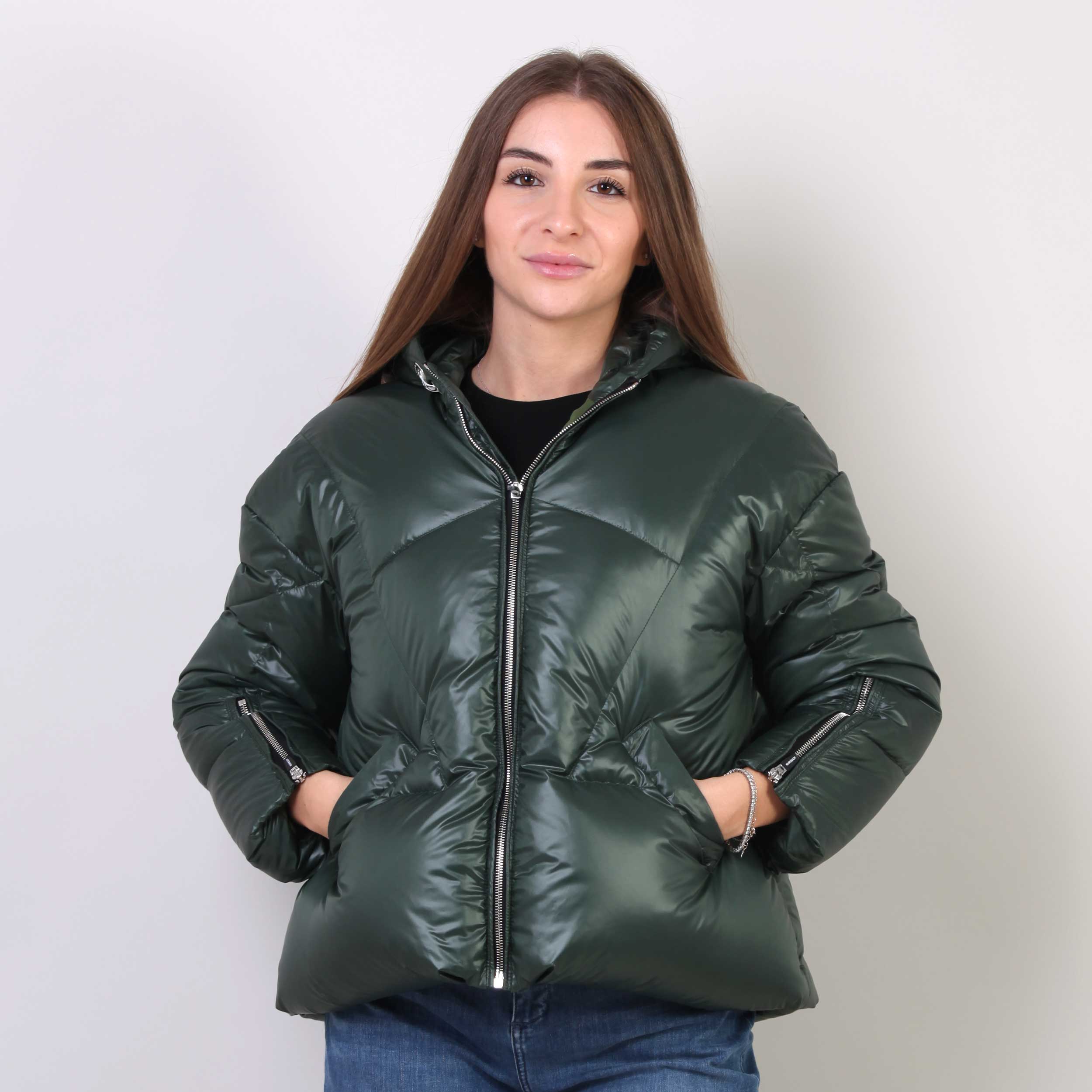 Bomber Imbottito Verde Firmato KHRISJOY - annameglio.com abbigliamento moda