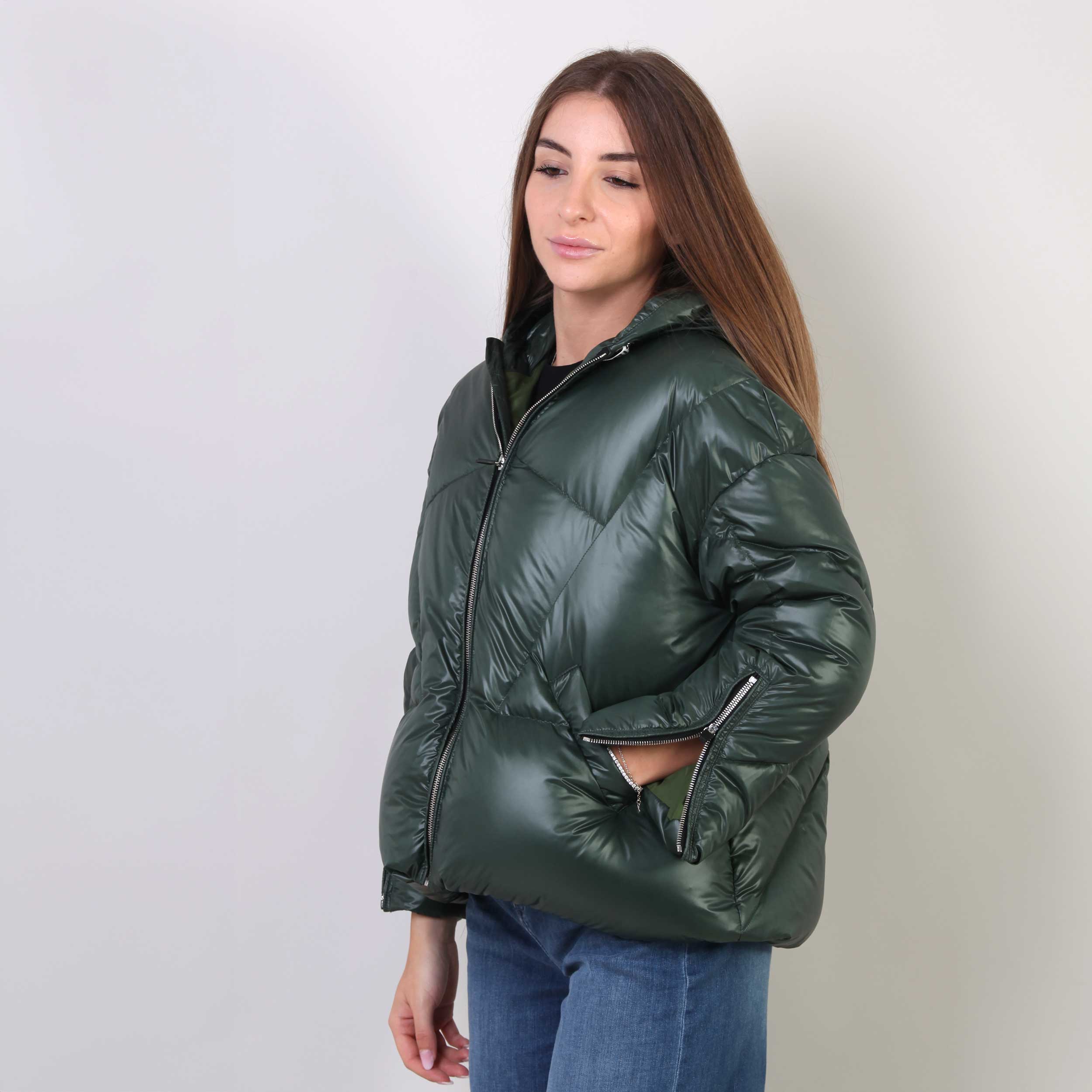 Bomber Imbottito Verde Firmato KHRISJOY - annameglio.com abbigliamento moda