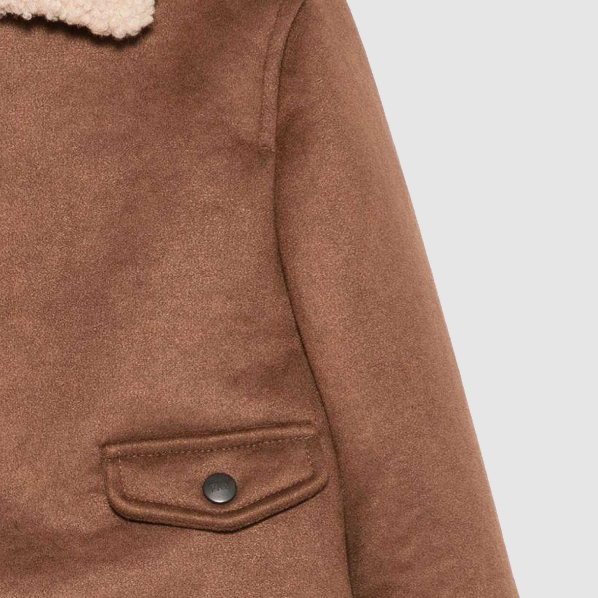 Brown Jacket and Shearling Collar by FAY JUNIOR